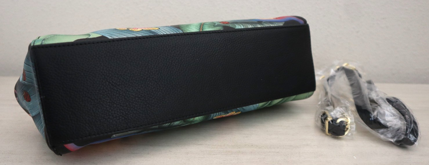 Anuschka Jungle Hand-Painted Leather Kiss Lock Clutch Crossbody Shoulder Bag$298