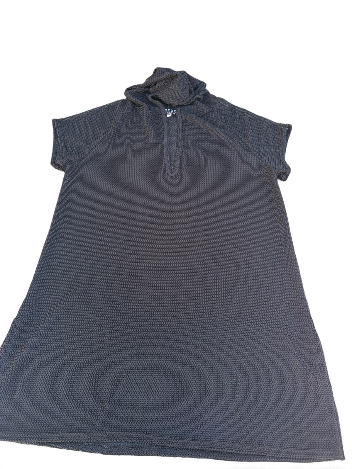 Vintage Black Hooded Dress Knee Length Short Sleeves Size Unknown
