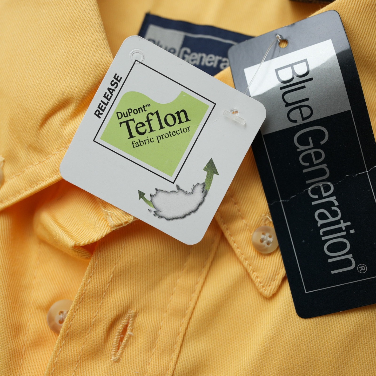 Blue Generation Shirt Men Button Down Yellow New Short Sleeve Solid Large