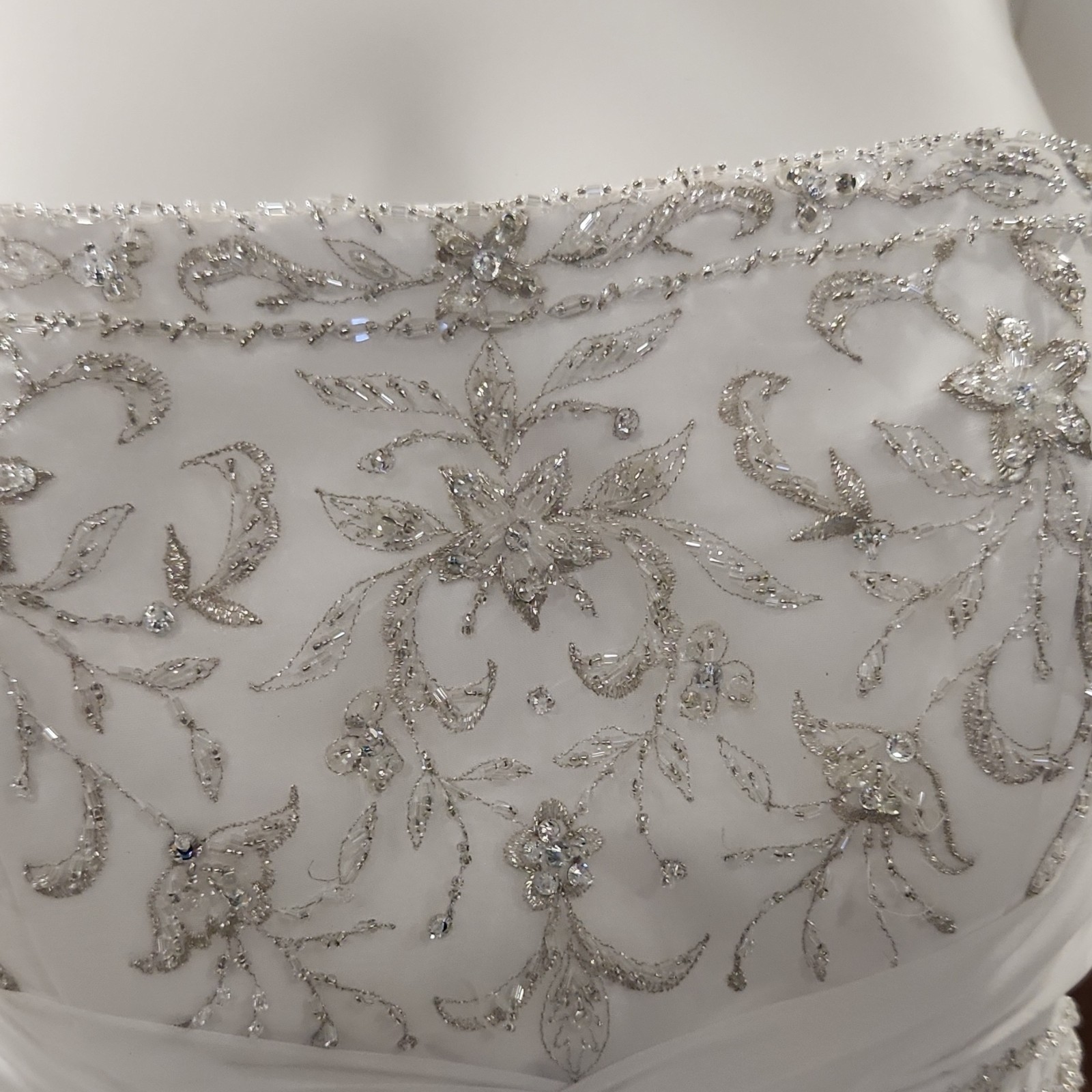 Mori Lee by Madeline Gardner White Strapless Beaded A-Line Wedding Dress 8