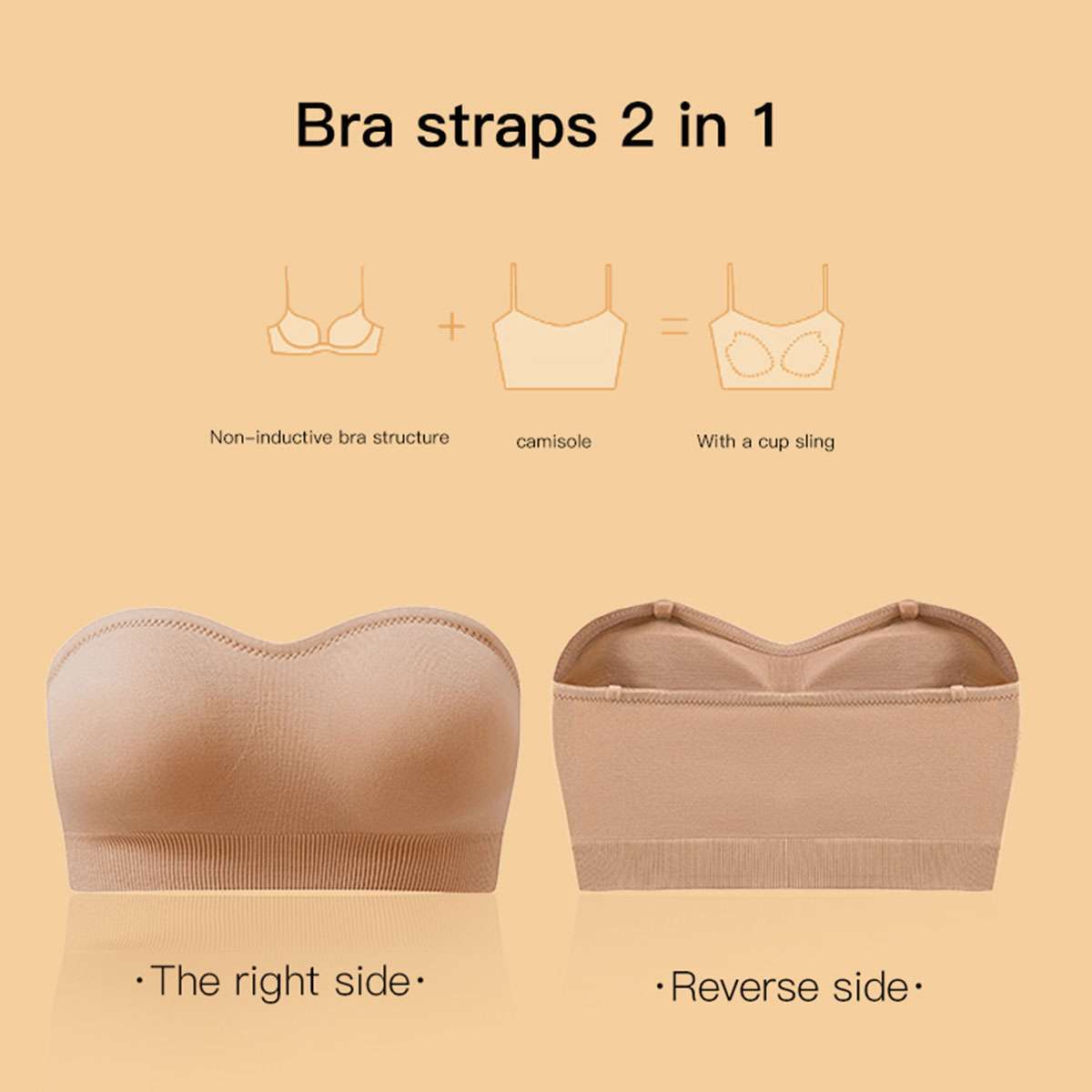 Women Padded Tube Top Bra Seamless Bandeau Strapless Bralette Stretch Intimates
