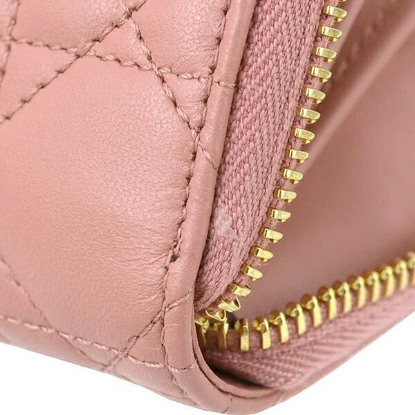 Auth Dior Small zip coin purse Lady dior Voyajeur Cannage Zip around wallet Pink