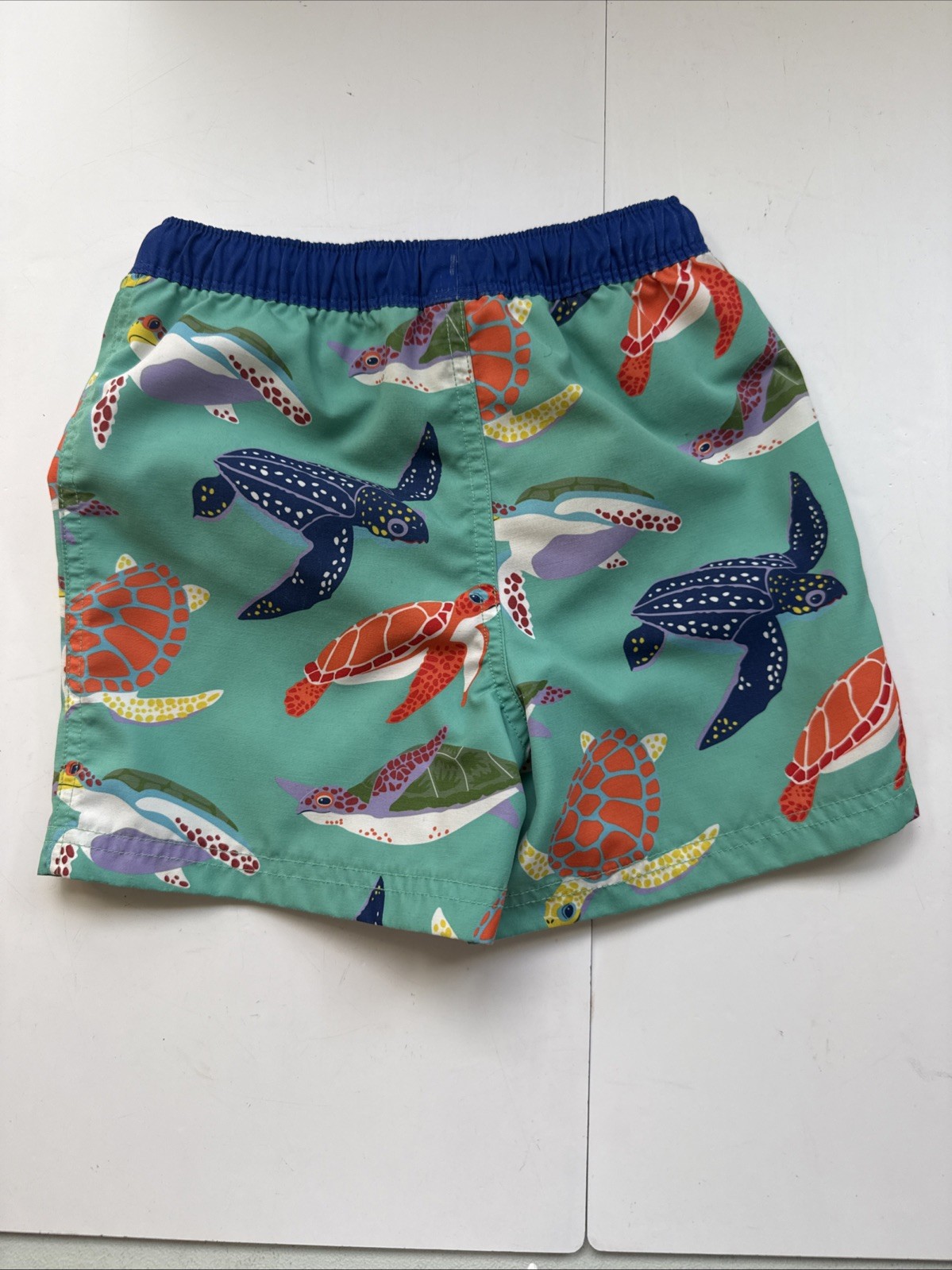 Mini Boden Swim Shorts Swimtrunks Boys Green Sea Turtles Size 5/6