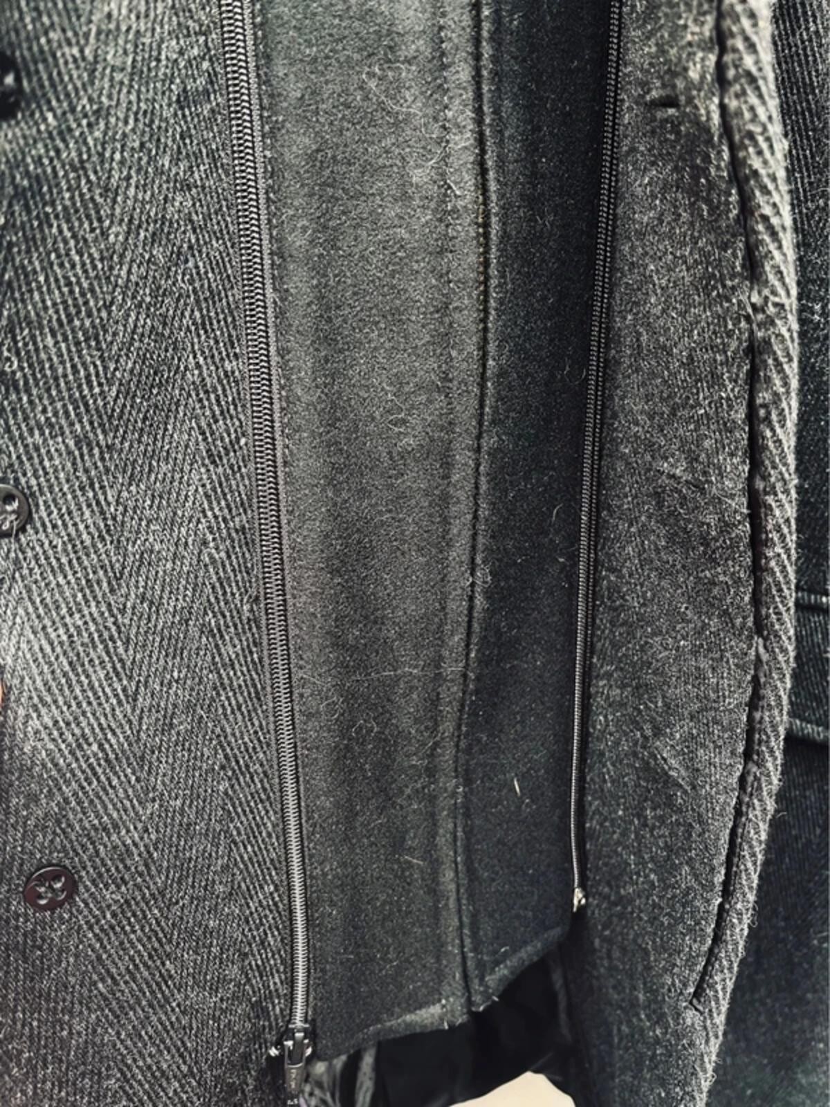 Dark Grey Jeff Banks Herringbone Long Mens Smart Overcoat Size XXL