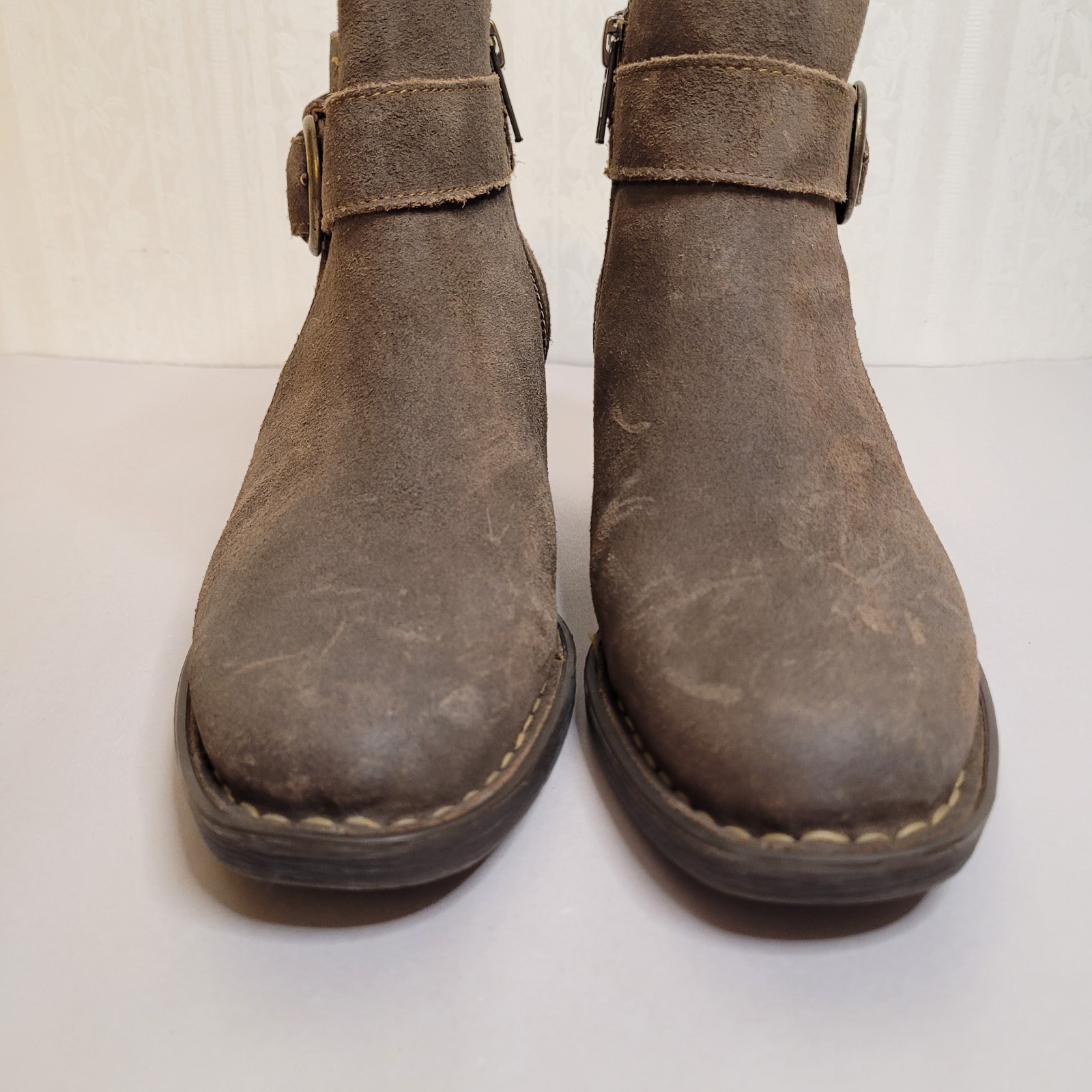 Born Morocco Distressed Tan Rugged Boho Leather Ankle Boots Size 5.5 EU 35