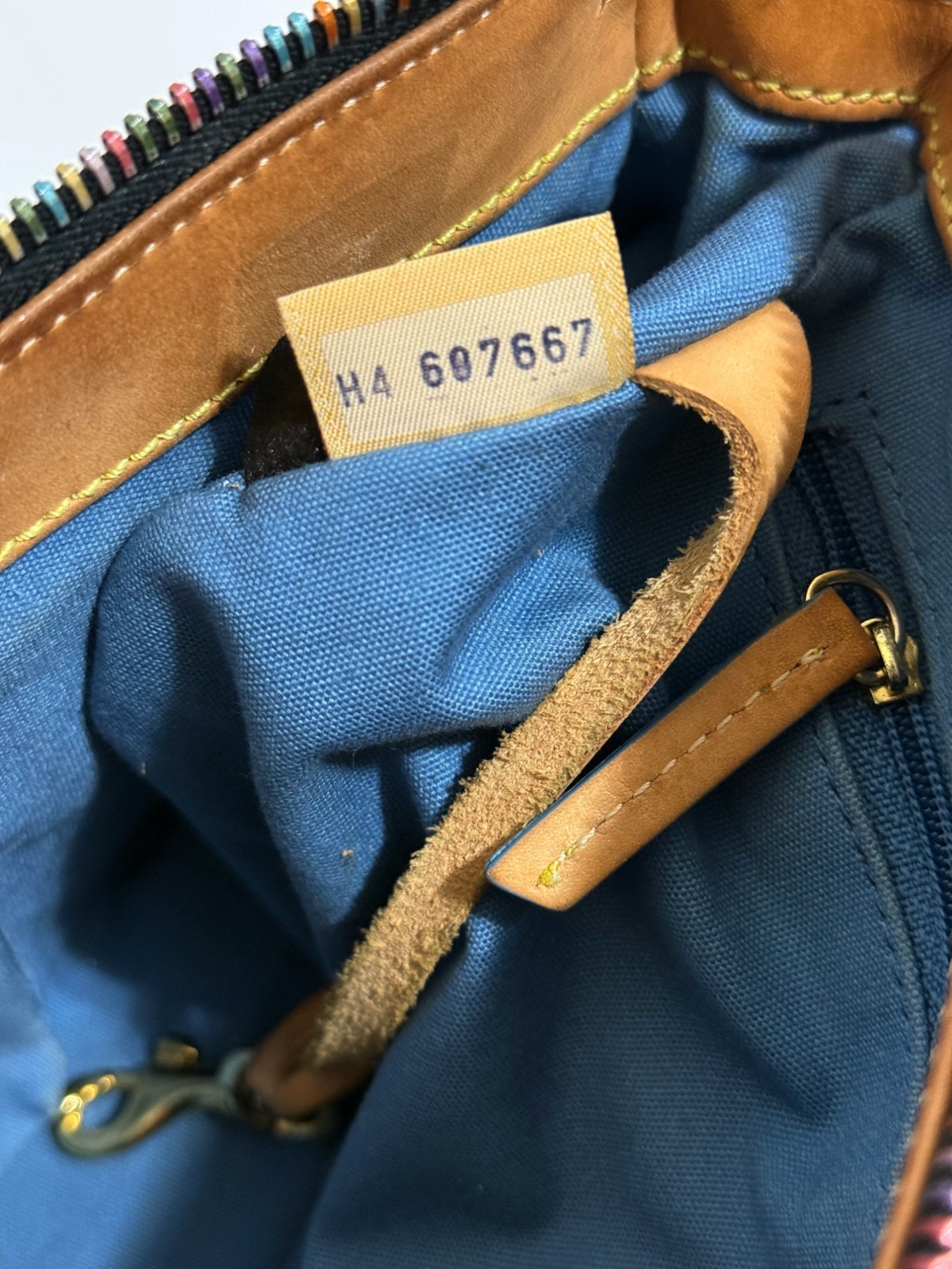 NICE VTG DOONEY & BOURKE Y2K MULTICOLOR DB COATED CANVAS DOUBLE POCKET HANDBAG