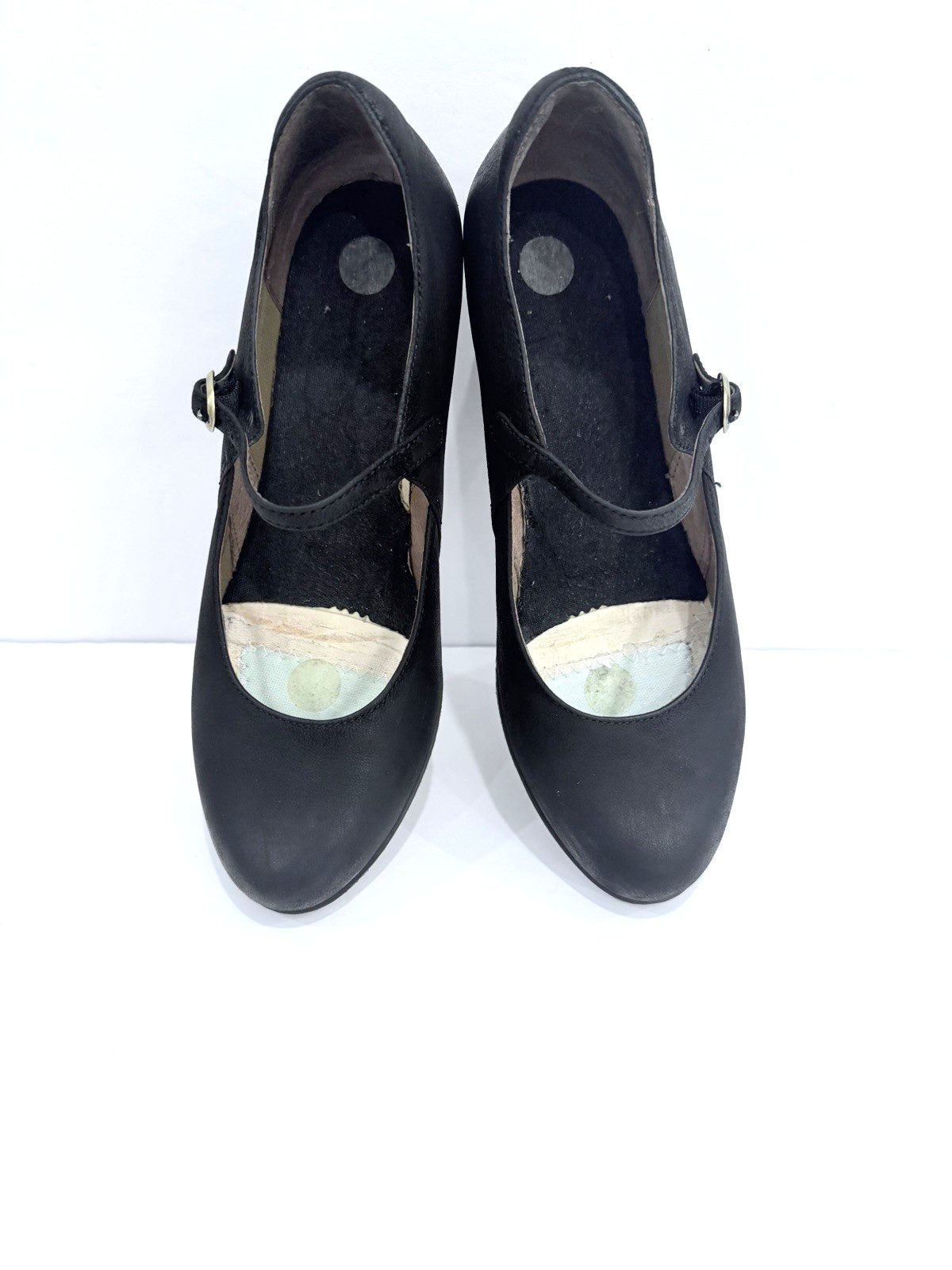 Dansko Womens Loralie Leather Round Toe Ankle Strap Mary Jane Black Wedge 39/8.5
