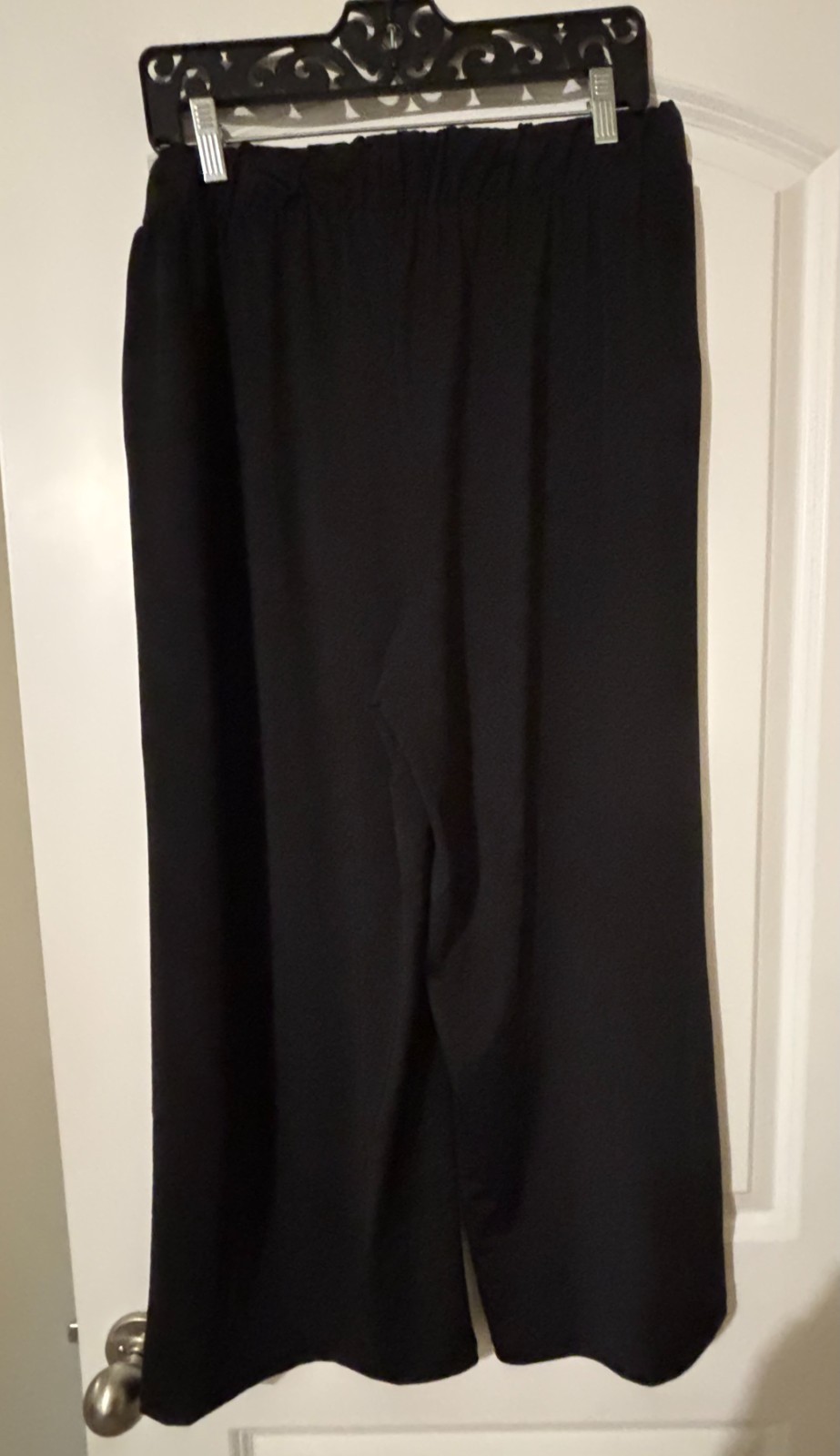 New York Laundry Womens Black Drawstring Waist Wide Leg Trouser Pants Size L