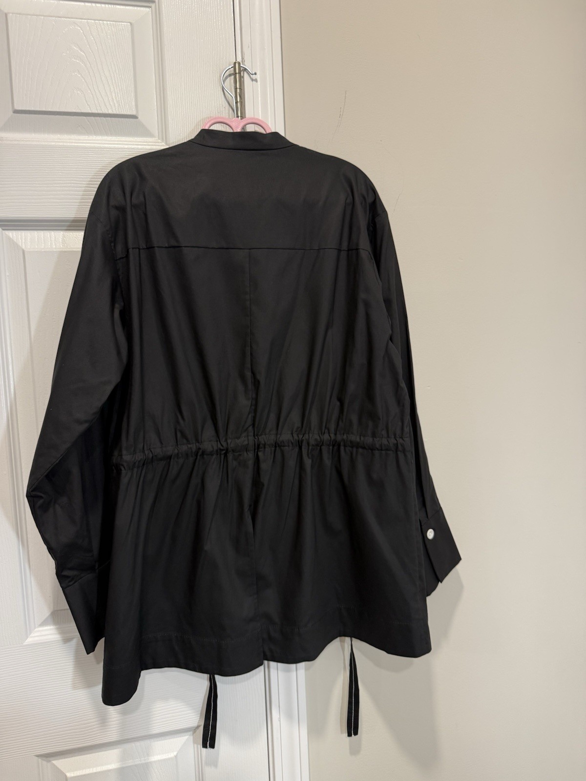 Proenza Schouler White Label Senna Top Sz 2 Black Poplin Tie Waist Blouse NWT
