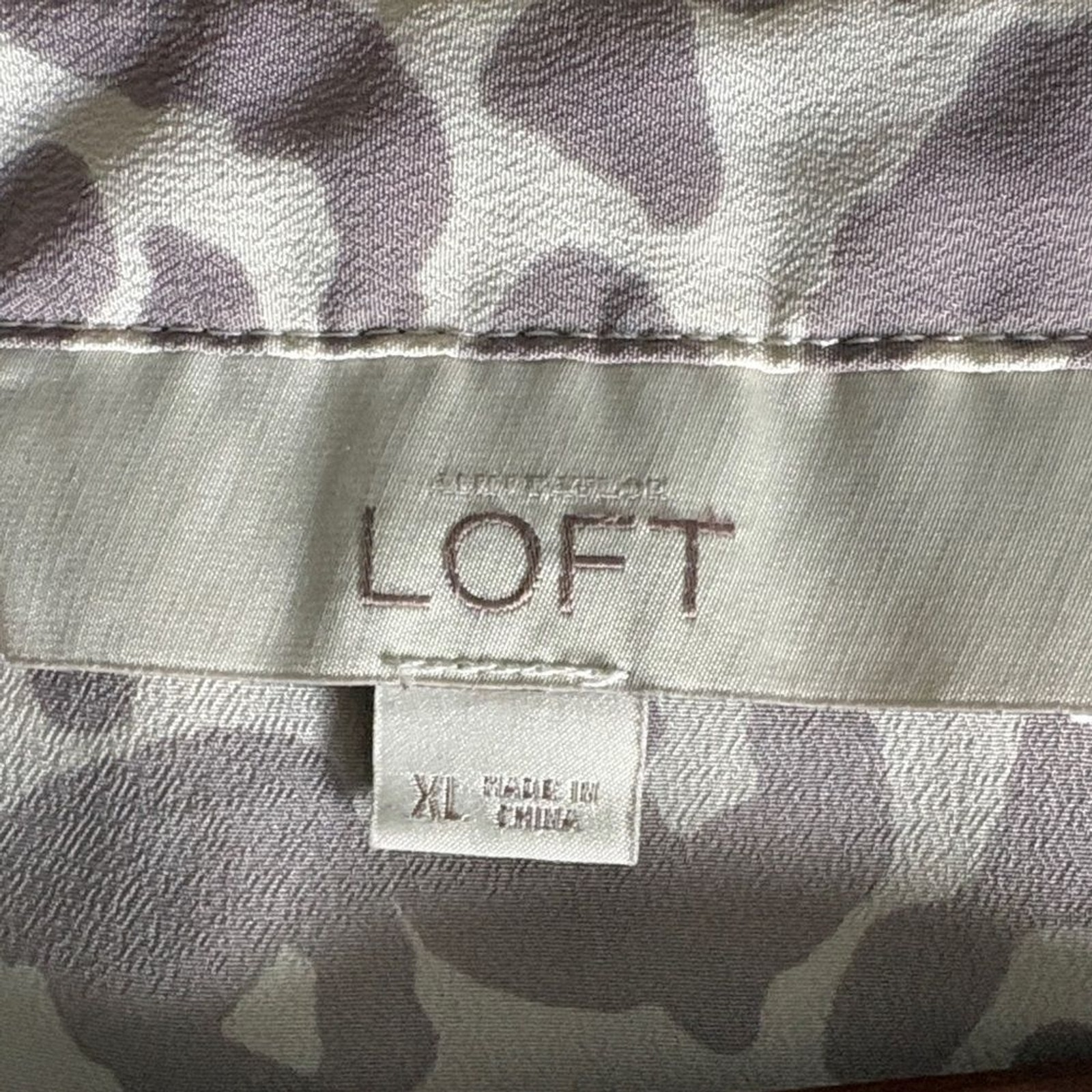 LOFT XL Leopard Print Blouse Soft Neutral Button Top