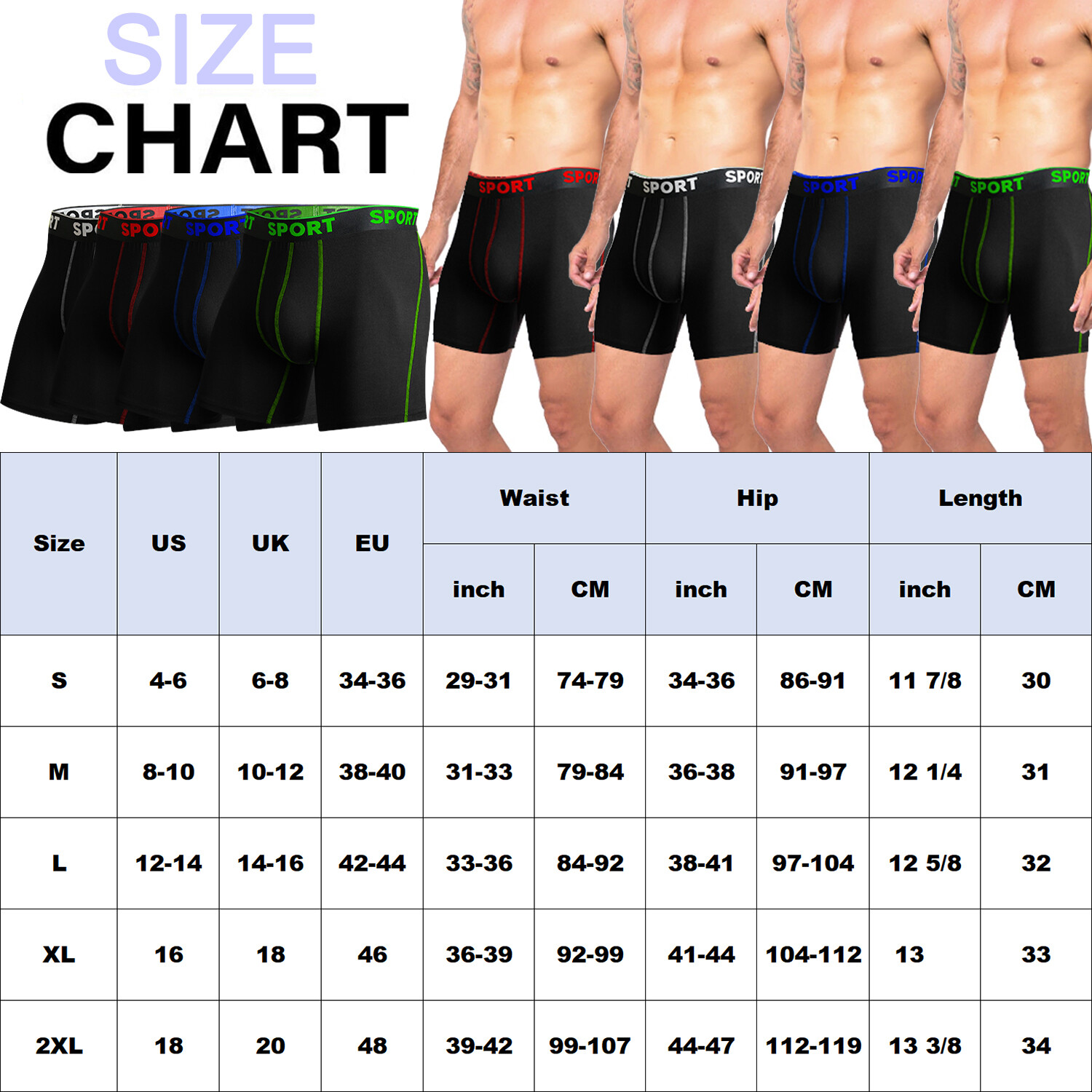 4/8 Pack Men Bamboo Underwear Breathable Boxer Briefs Moisture-Wicking Shorts