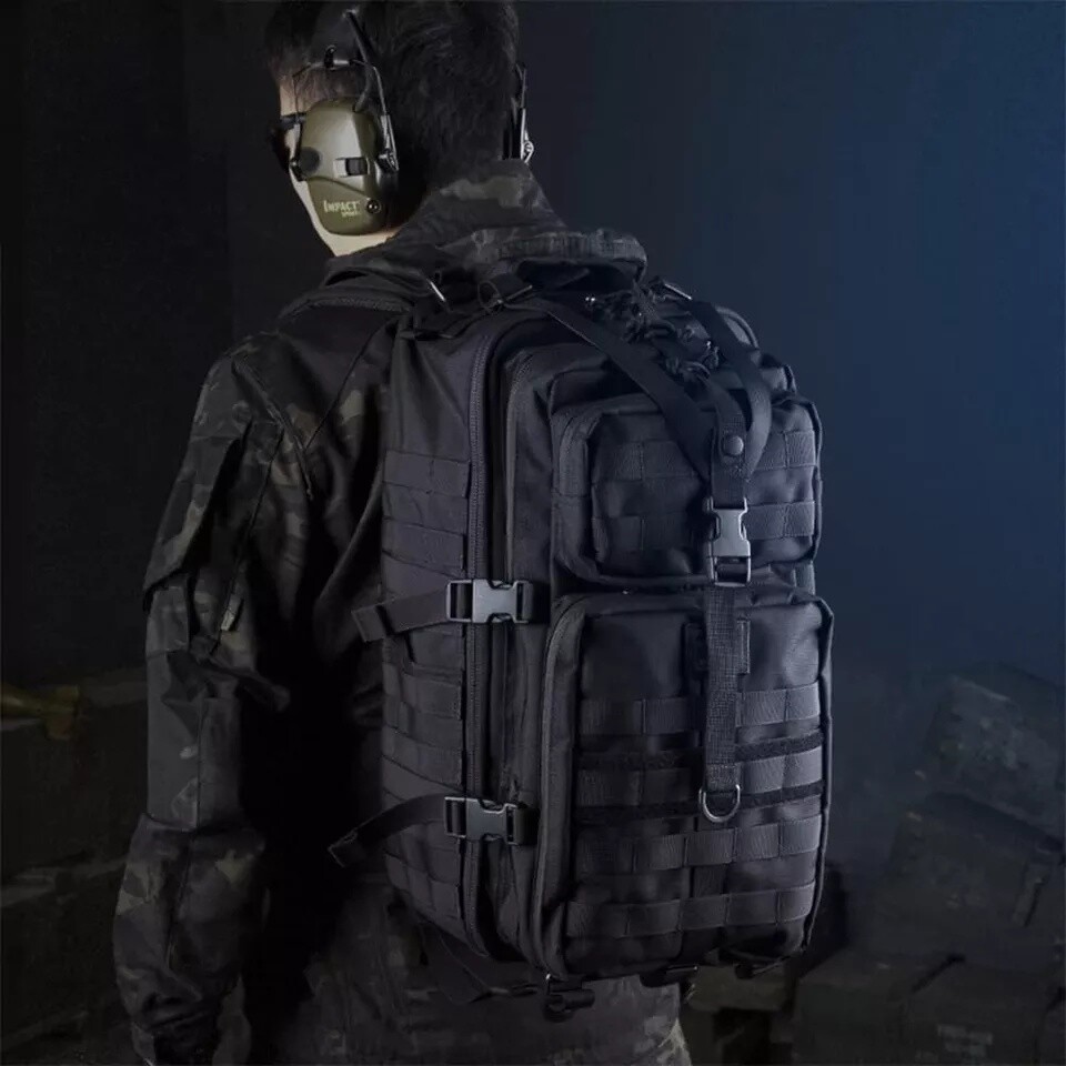 30L Military Black Tactical Backpack Rucksack Camping Hiking Bag Outdoor Travel