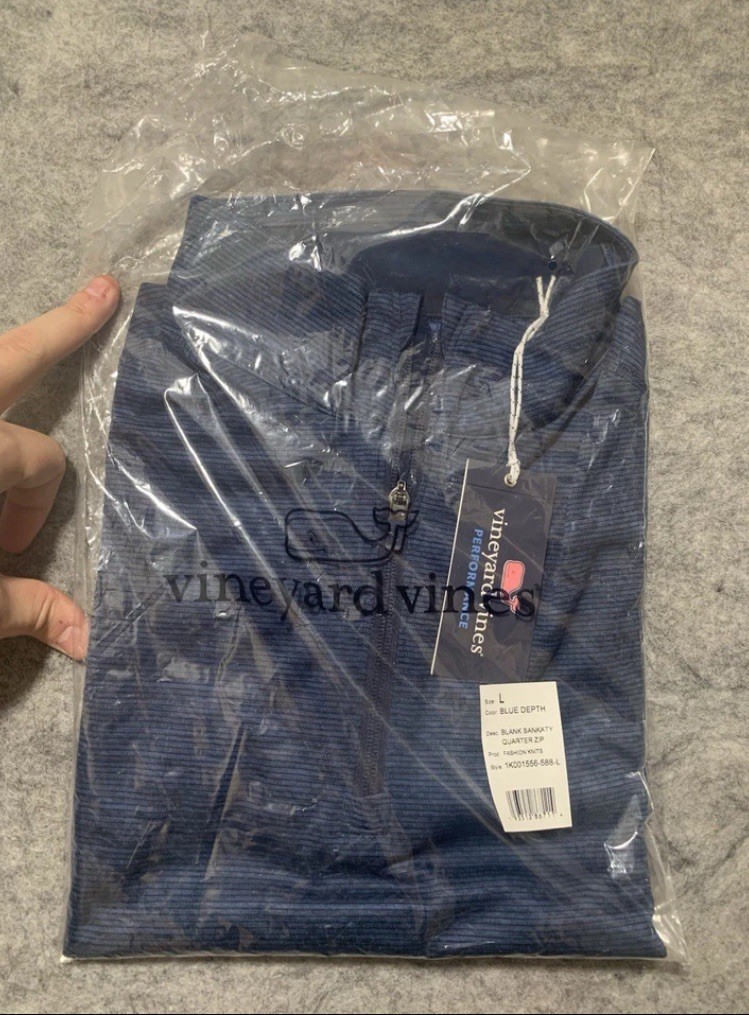 NWT Men’s Vineyard Vines Performance Sankaty Quarter Zip Blue Depth NEW