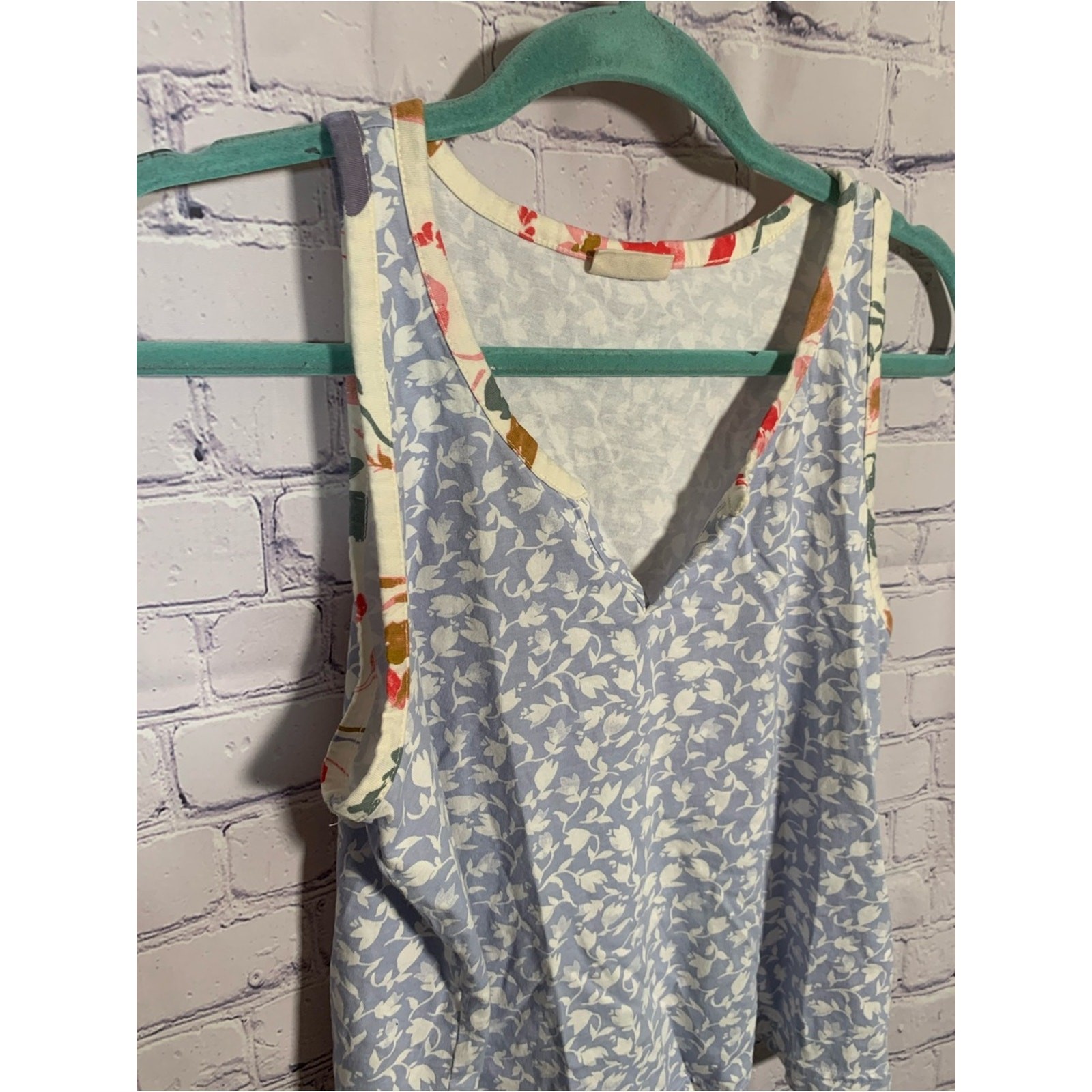 Pact Womens Staycation Tank Floral V-Neck Size M Organic Cotton Casual Vacation