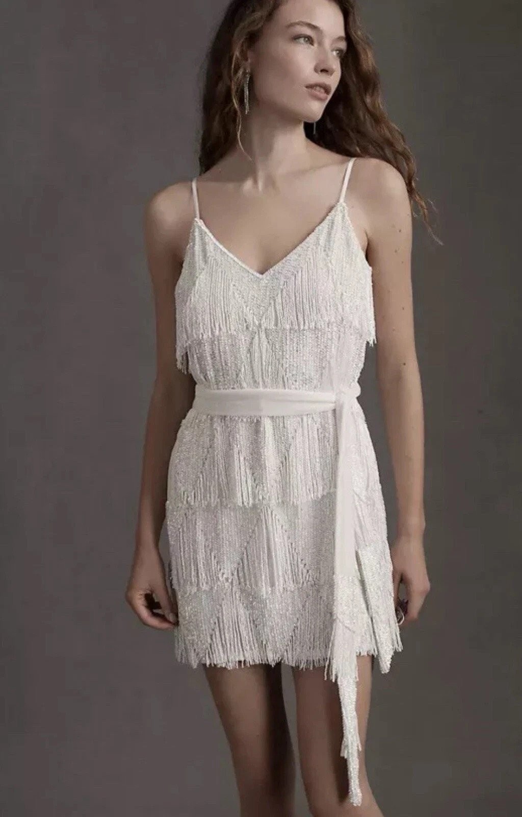Retrofete Claire Sequin Fringe Flapper Mini Dress Wedding XS Xtra Small