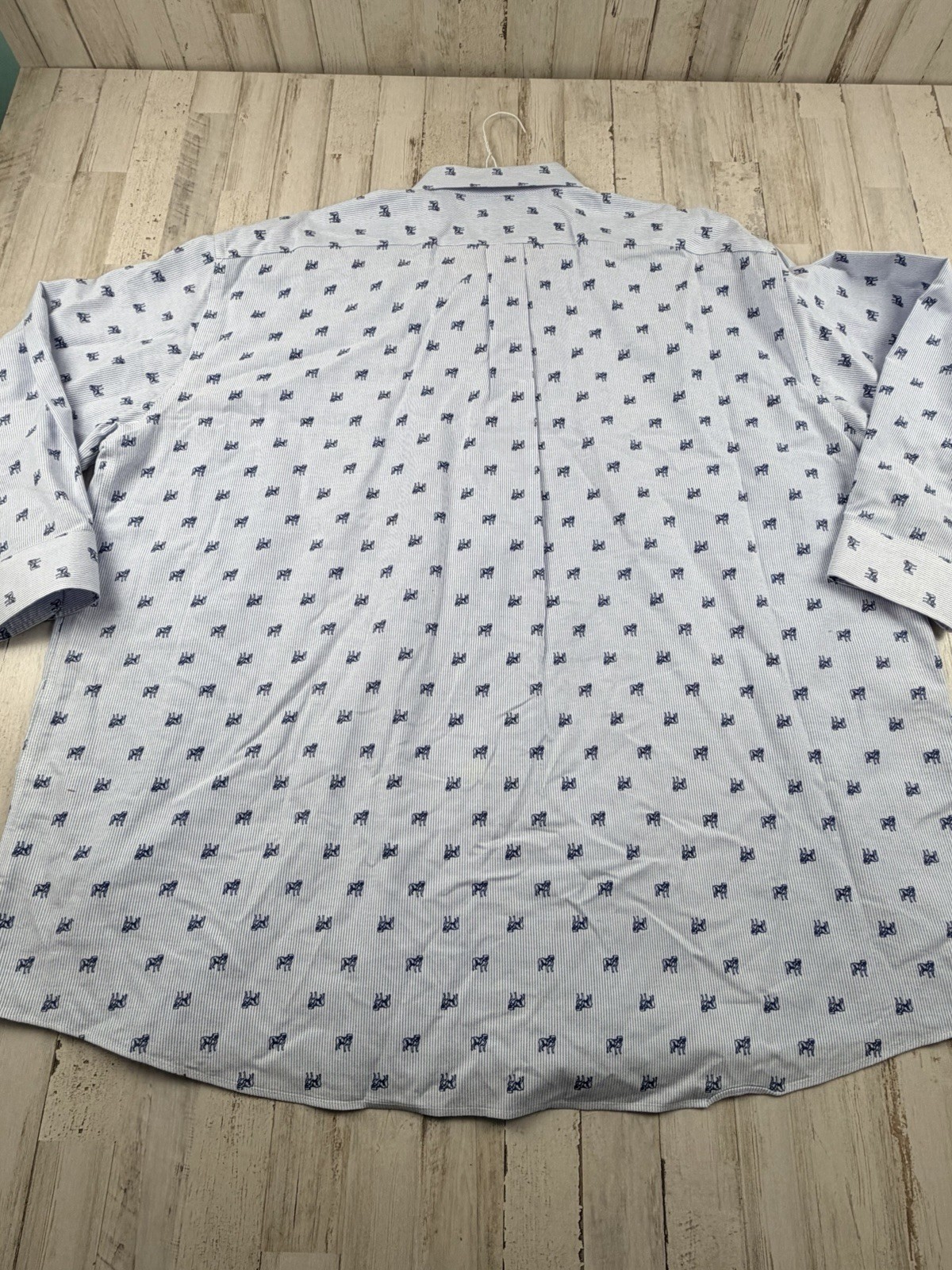 Stafford Button Down Shirt Men’s 20, 34-35 White with Navy All Over Dog Print
