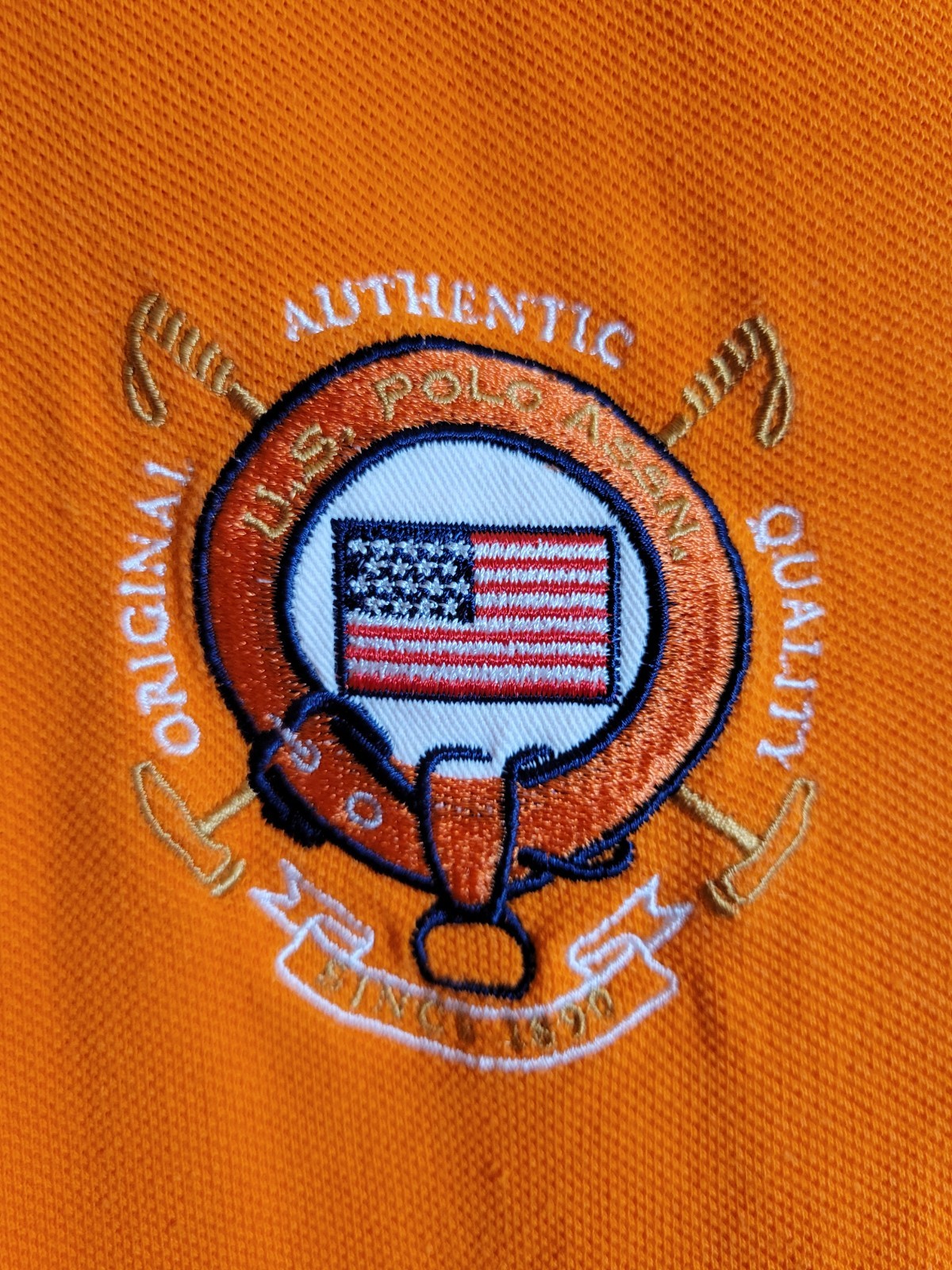 US Polo UM Miami Polo Shirt Size Large Embroidered Logo Orange Men’s #3 NCAA