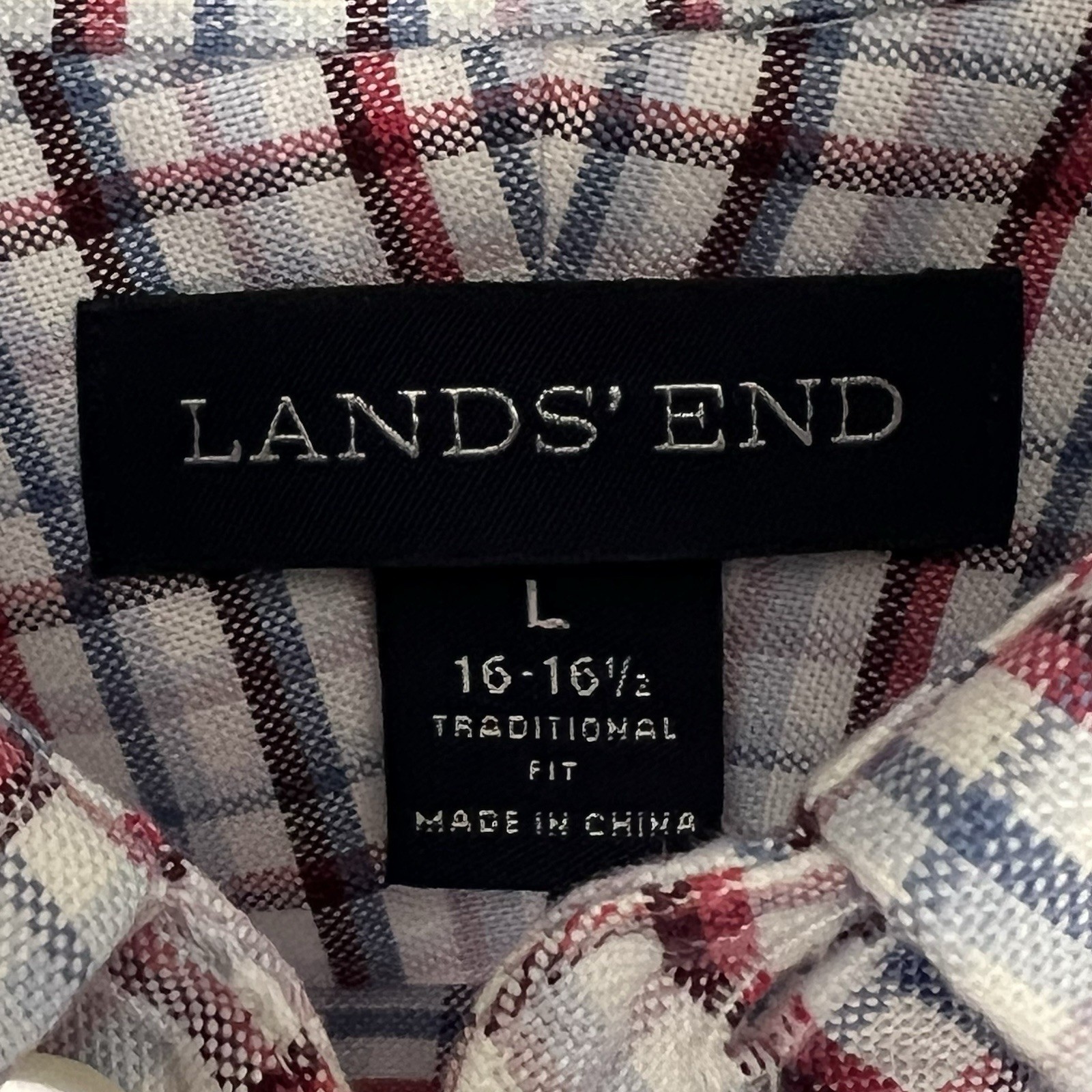 Lands’ End Men’s Shirt XXL Plaid 100% Supima Cotton No-Iron L/S Button Up Casual