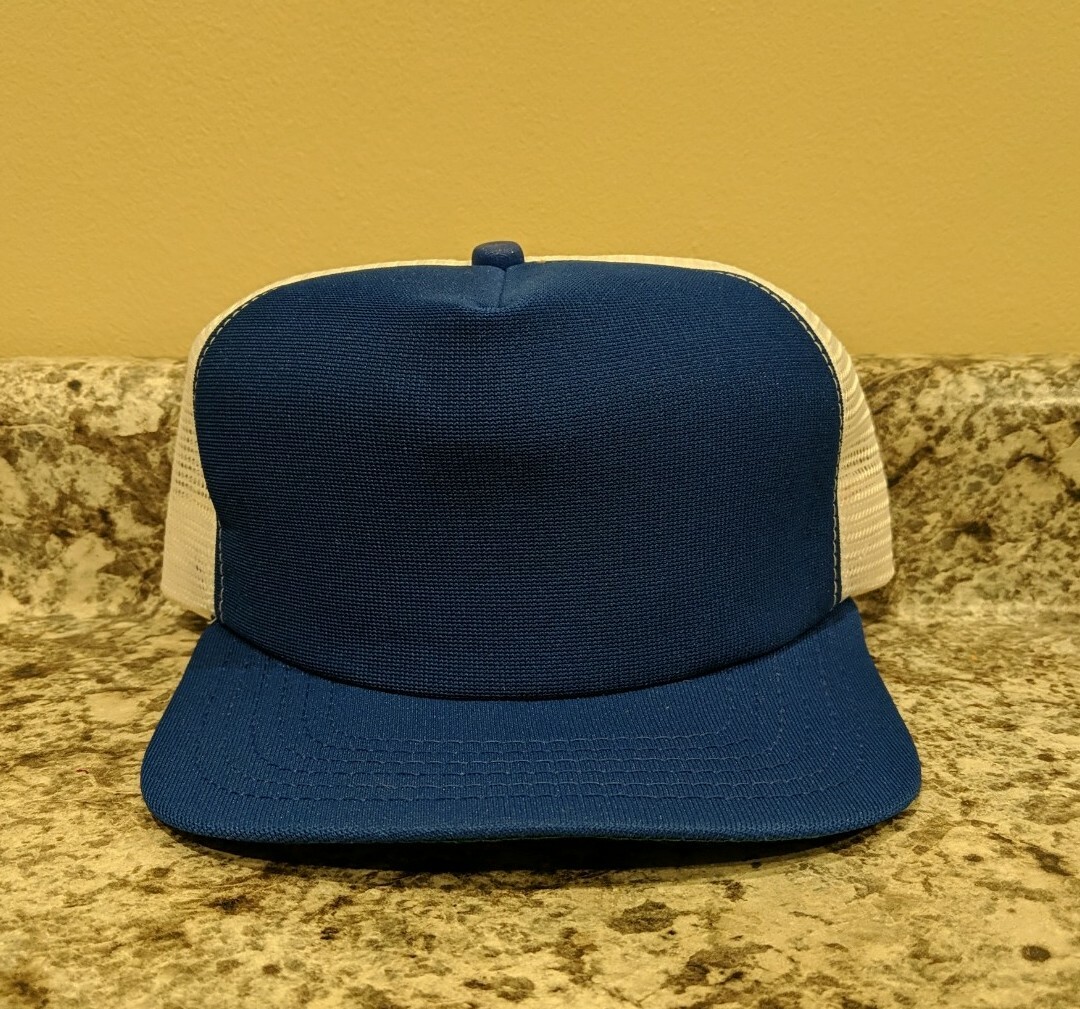 Vtg royal blue white 80s New Era Snapback Mesh Trucker Hat NOS deadstock
