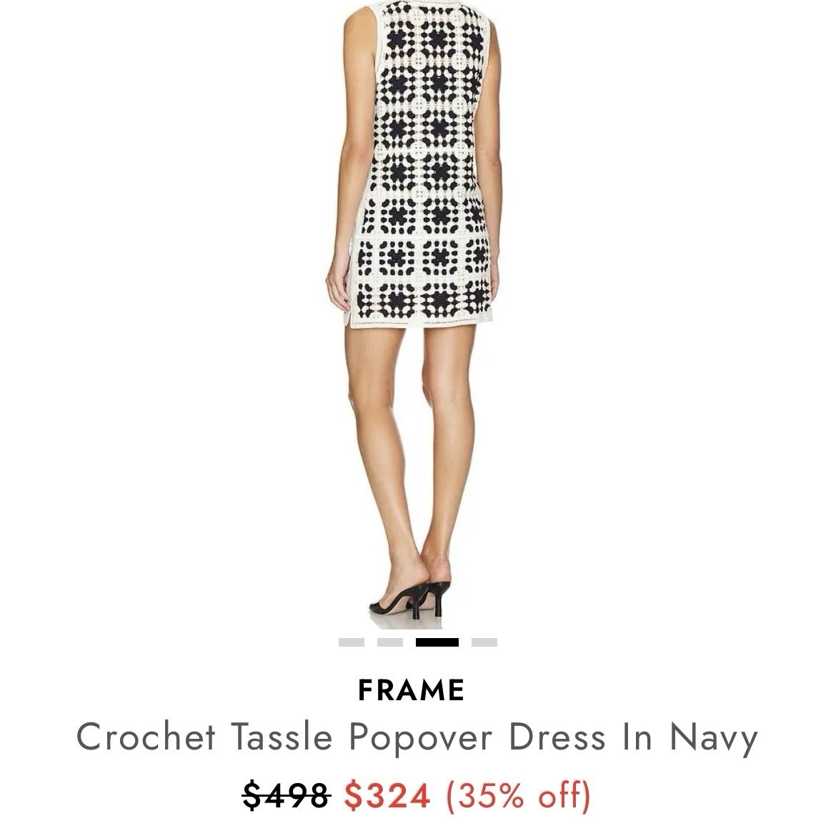 Frame Crochet Pop Over Tassel Mini Dress In Navy Women’s Size X-Small