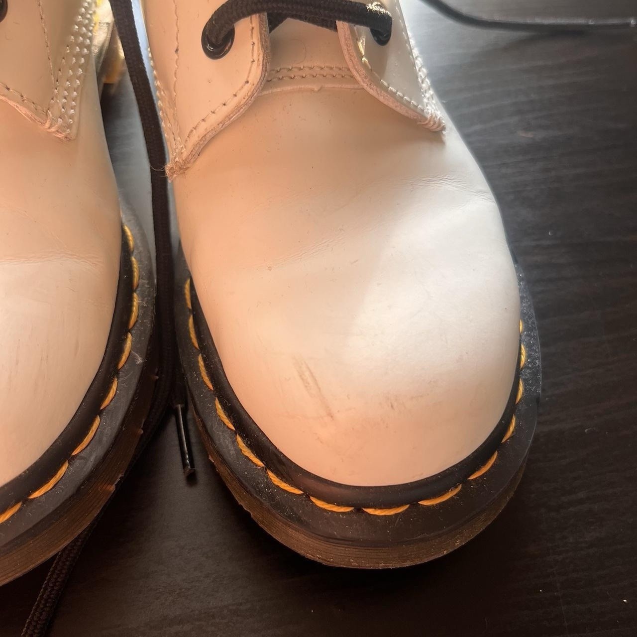 Dr. Martens White Leather Lace-Up Ankle Combat Boots Round Toe US 7