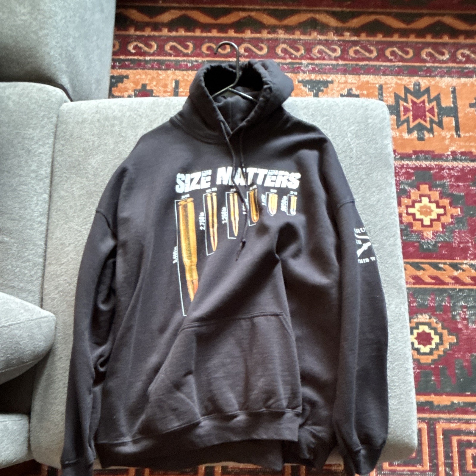 Grunt Style Hoodie Mens XXL Black Bullet Graphic Pullover Sweater Patriotic