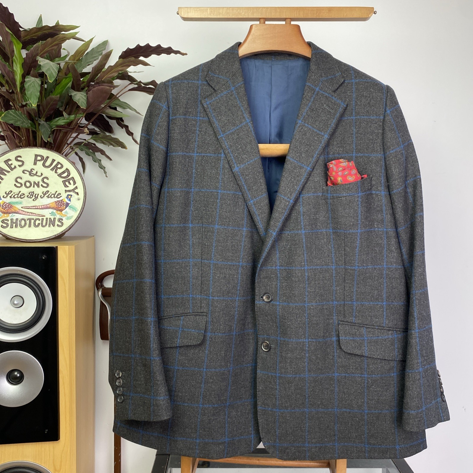 Walker Slater BESPOKE Tweed Handmade Windowpane Shooting Jacket (46R) Scottish