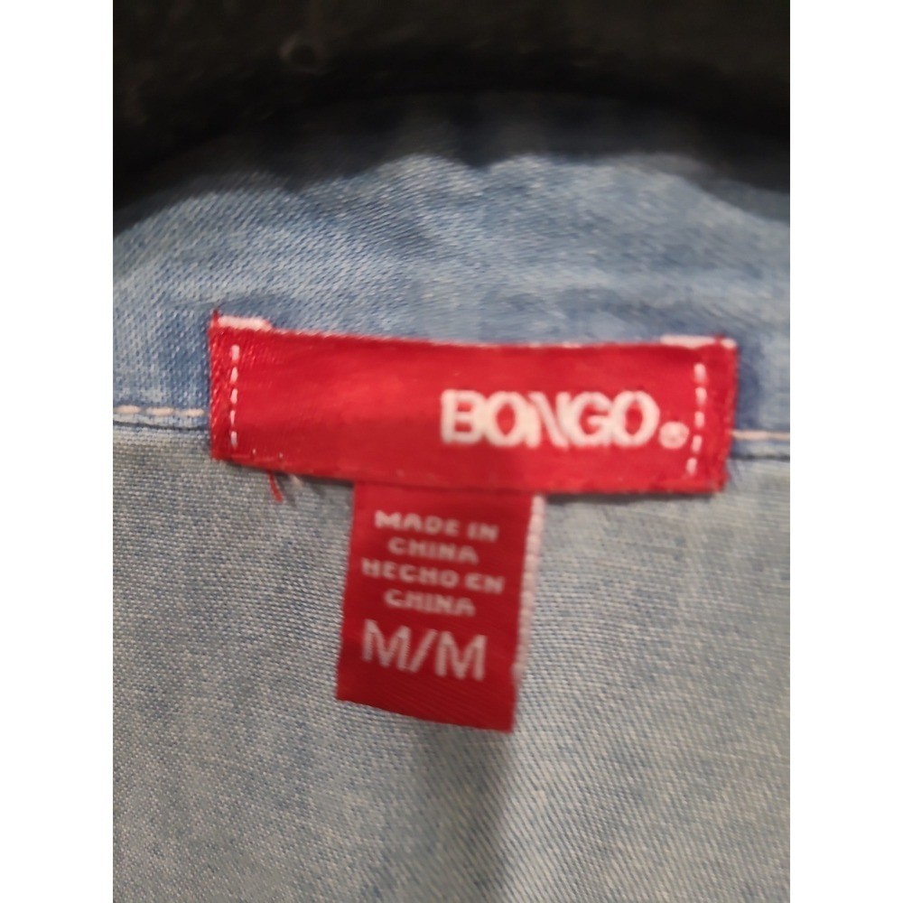 Bongo Cowgirl Western Button front shirt Rhinestone Women SZ M Chambray cotton