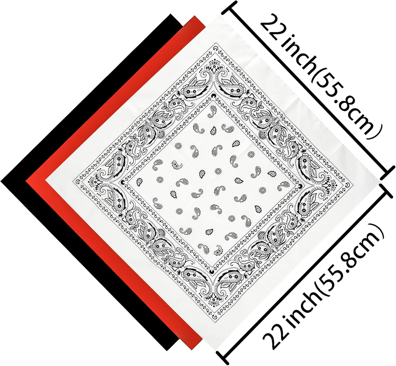 Bandanas 3 Pack 6 Pack 12 Pack 22 Inch Cotton Paisley Kerchiefs for Men and Wome