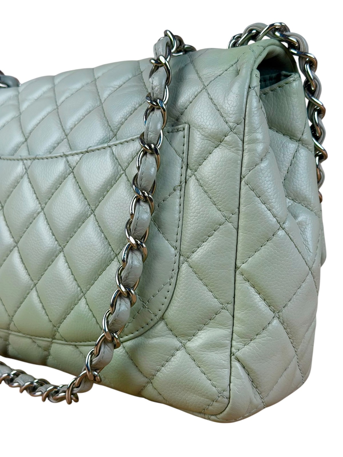 Size OS – Chanel Light Sage Green Medium Classic Flap Shoulder Bag 2008 / Pre-Ow