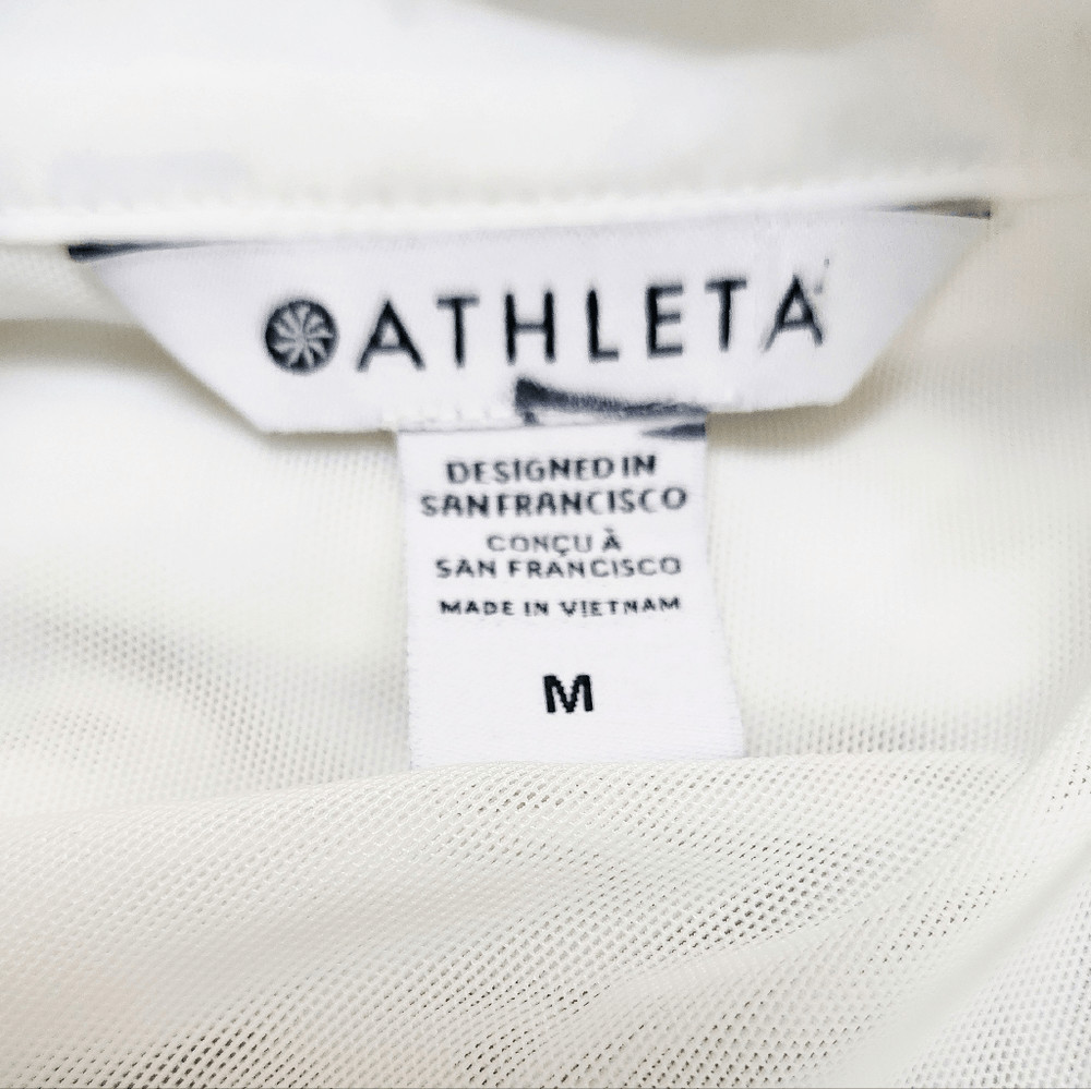 Athleta Advantage Poplin Top Quarter Zip High Low Structured Jacket White Size M
