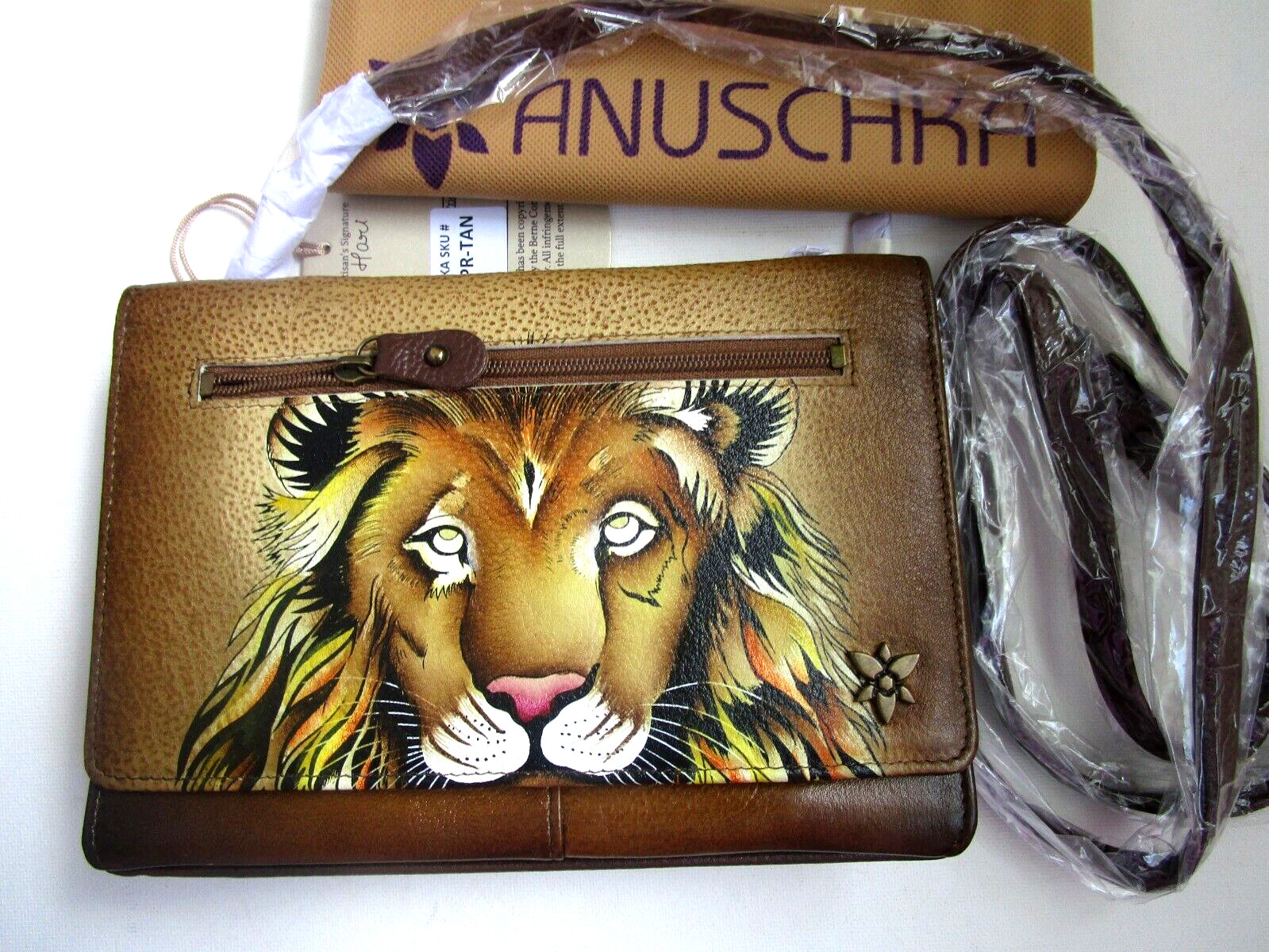 ANUSCHKA LEOPARD TAN HAND-PAINTED LEATHER CONVERTIBLE CROSSBODY – NWT