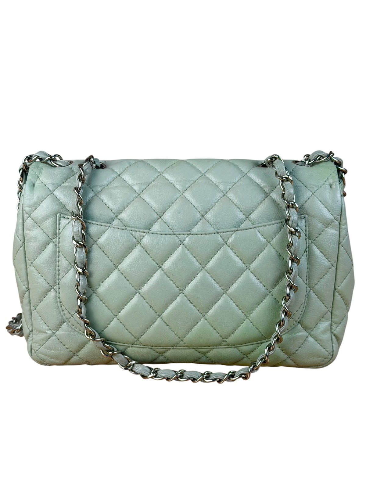 Size OS – Chanel Light Sage Green Medium Classic Flap Shoulder Bag 2008 / Pre-Ow