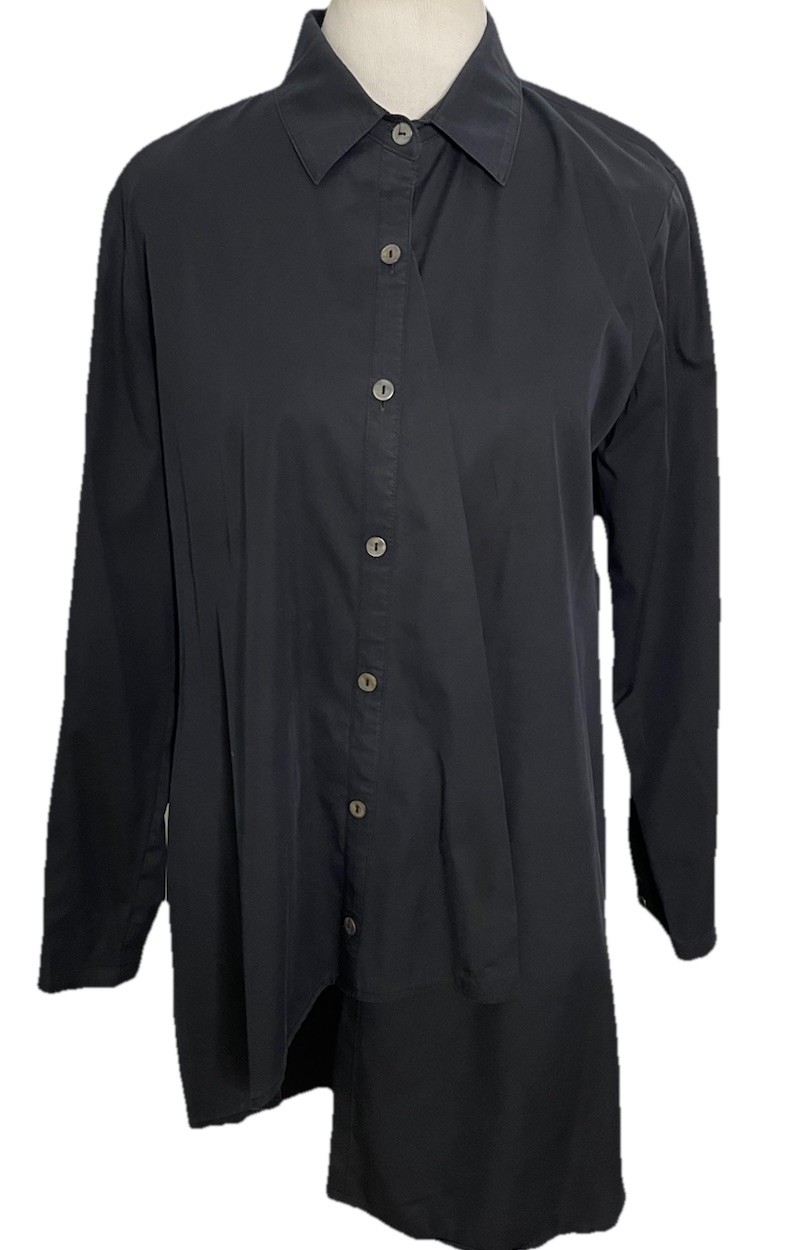 Stella Carakasi Black Asymmetrical Cotton Poplin Shirt Tunic Crossroads Tunic S