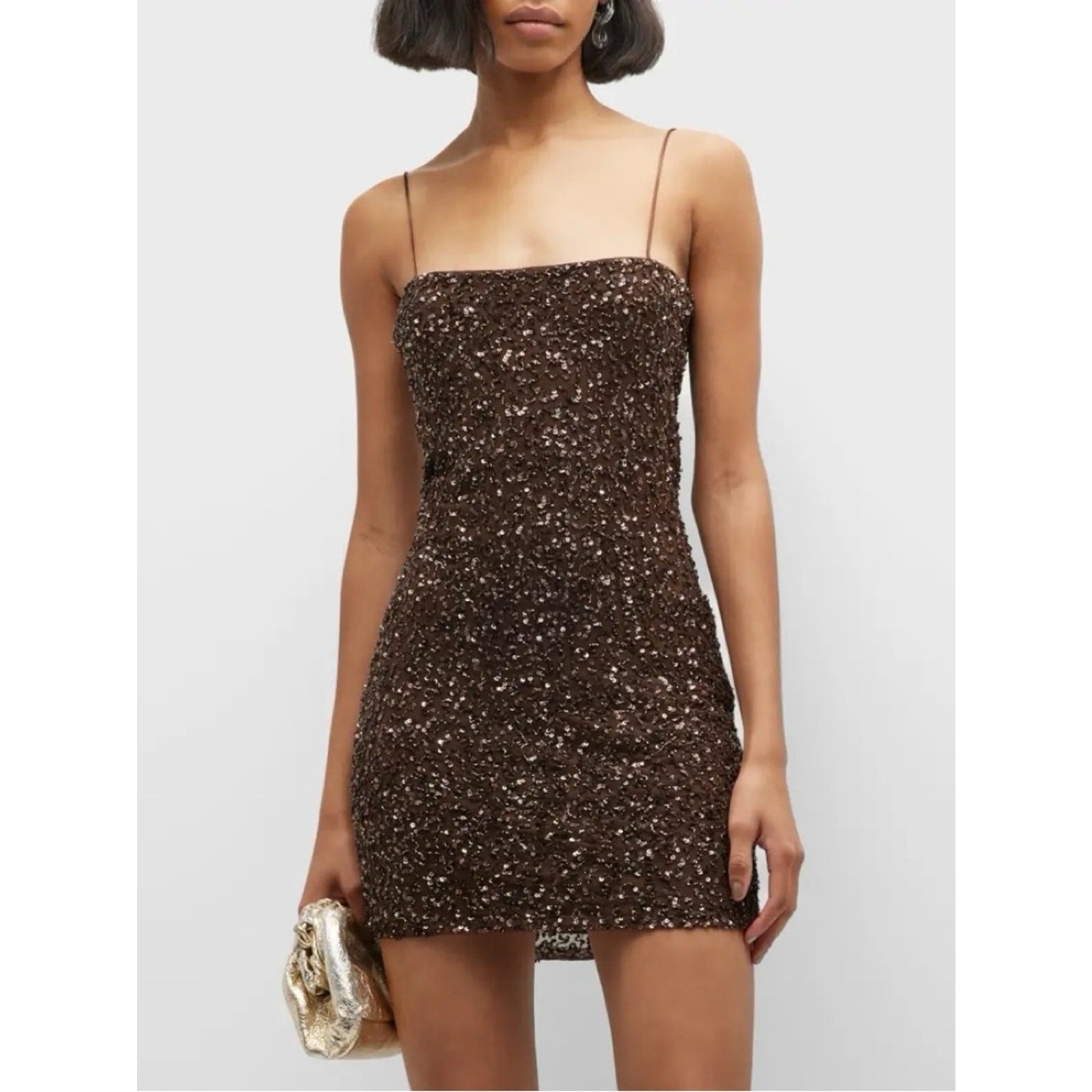 Retrofete Dionne Brown Sequin Bodycon Mini Dress Size Small NWT