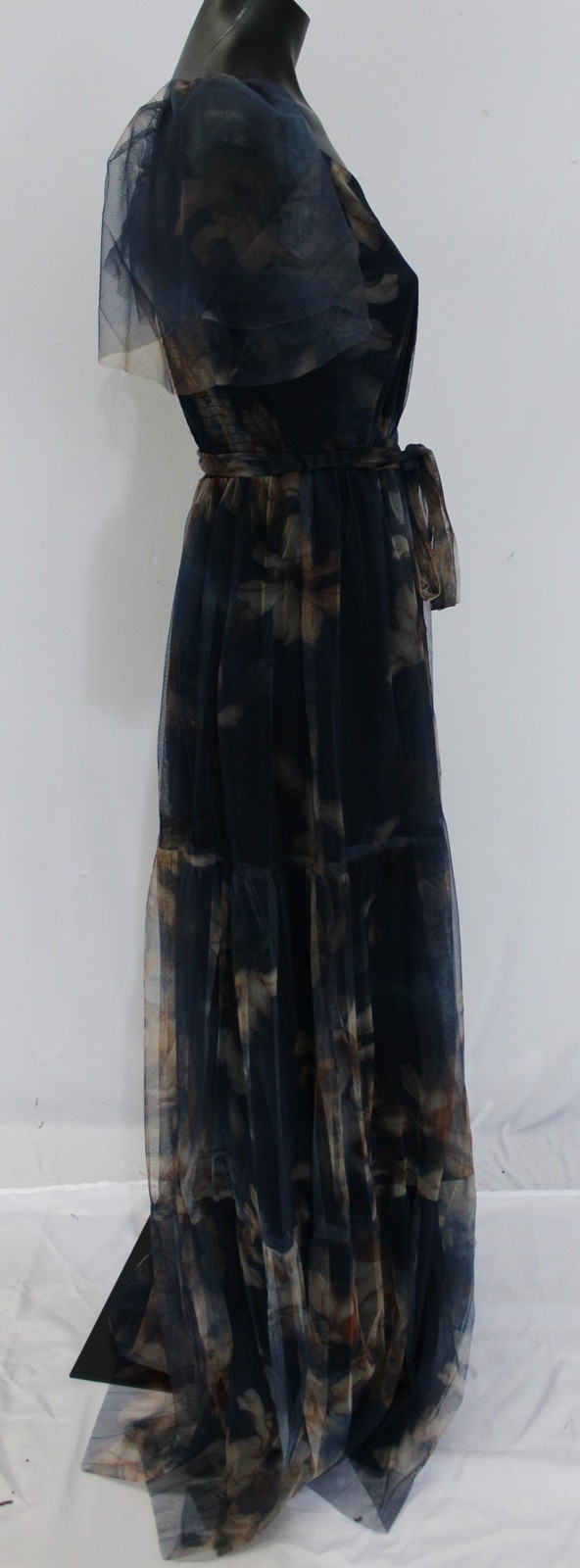 Baltic Born Women’s Nicola Tiered Tulle Maxi Dress LB3 Dark Blue Floral Small