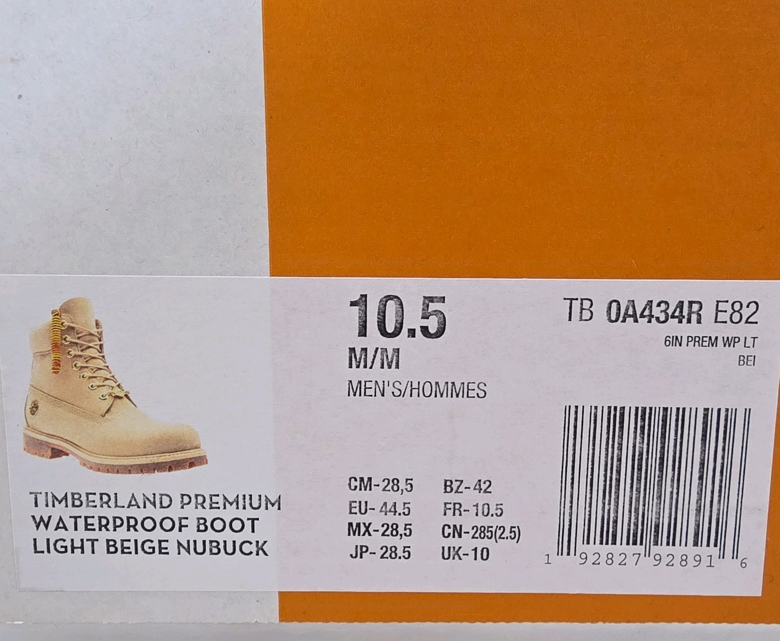 Timberland Used Premium Waterproof Light Beige Nubuck Men’s Boot Size 10.5
