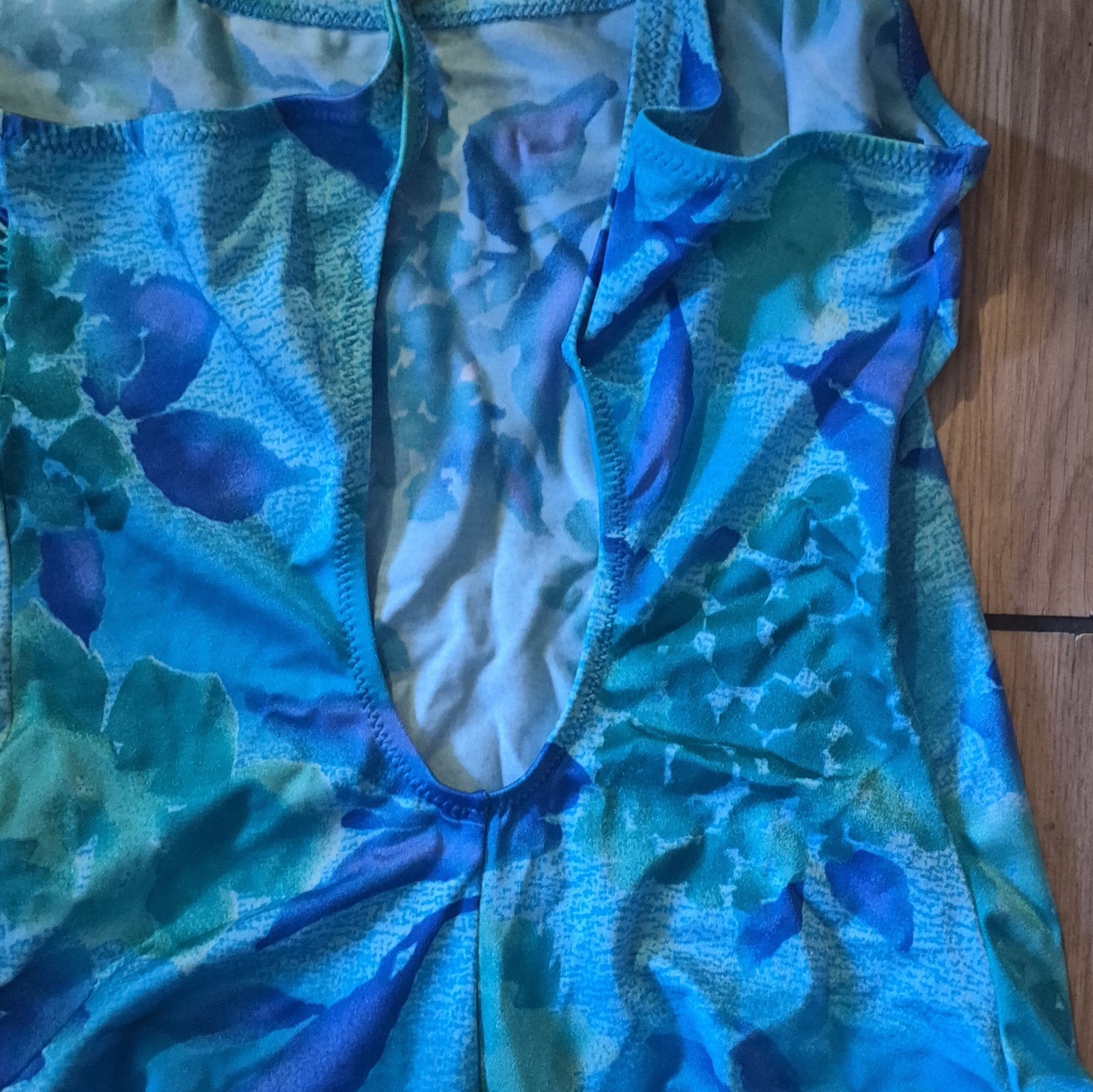 APART Impressions Blue Green Floral One Piece Swimsuit Size 14 B Spaghetti
