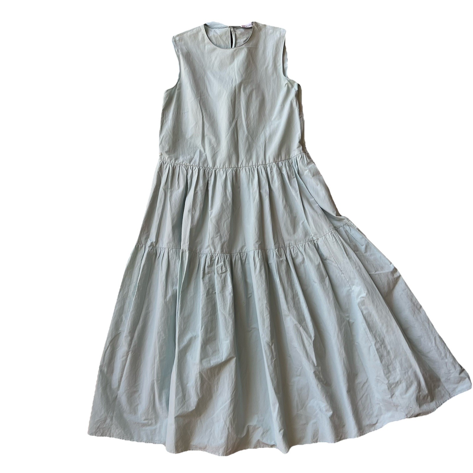 Red Valentino Light Blue Tiered Bow Back Cotton Poplin MIDI Dress IT 42 US 6