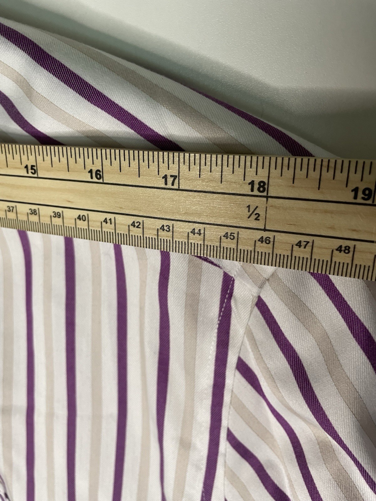Olymp Luxor Dress Shirt Mens M 39 purple Stripe slim Line Non Iron Twill LS