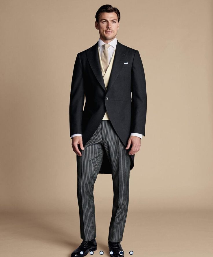Black Formal Tailcoat for Men Dinner Evening Party Wide Peak Lapel Long Jacket