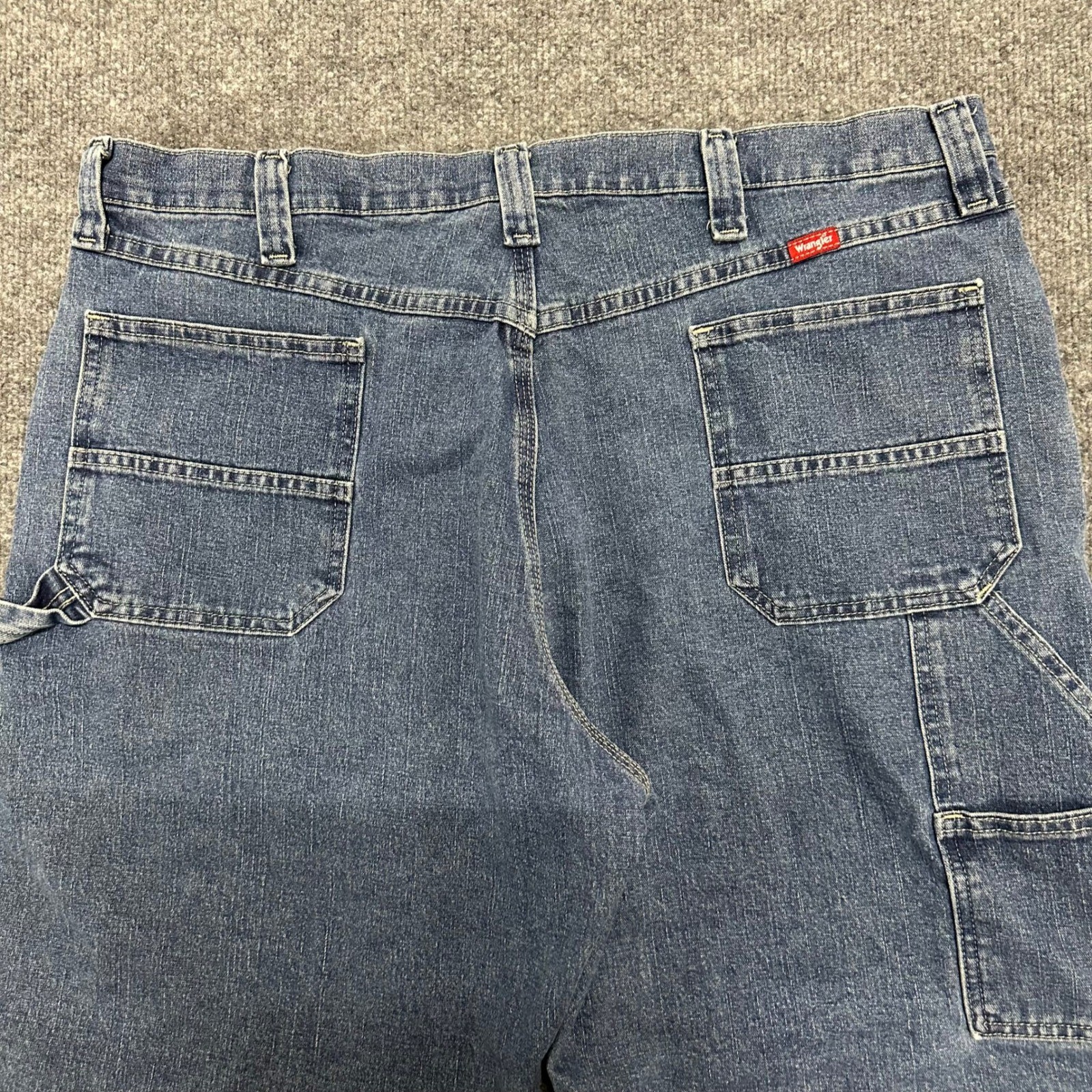 Wrangler Shorts Mens Size 40 Blue Denim Carpenter Relaxed Fit Utility Workwear