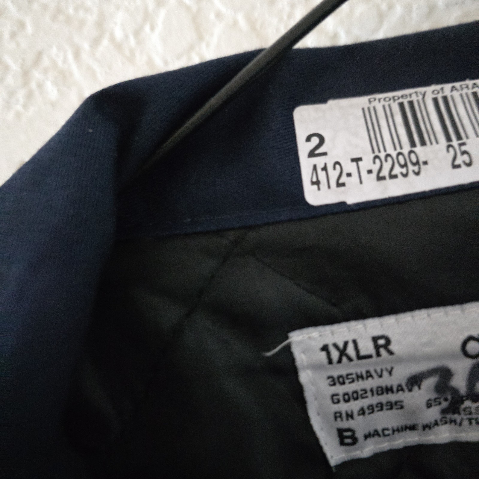 aramark Work Bomber Jacket Navy blue Full Zip Snap Winter Coat sz 1XLR