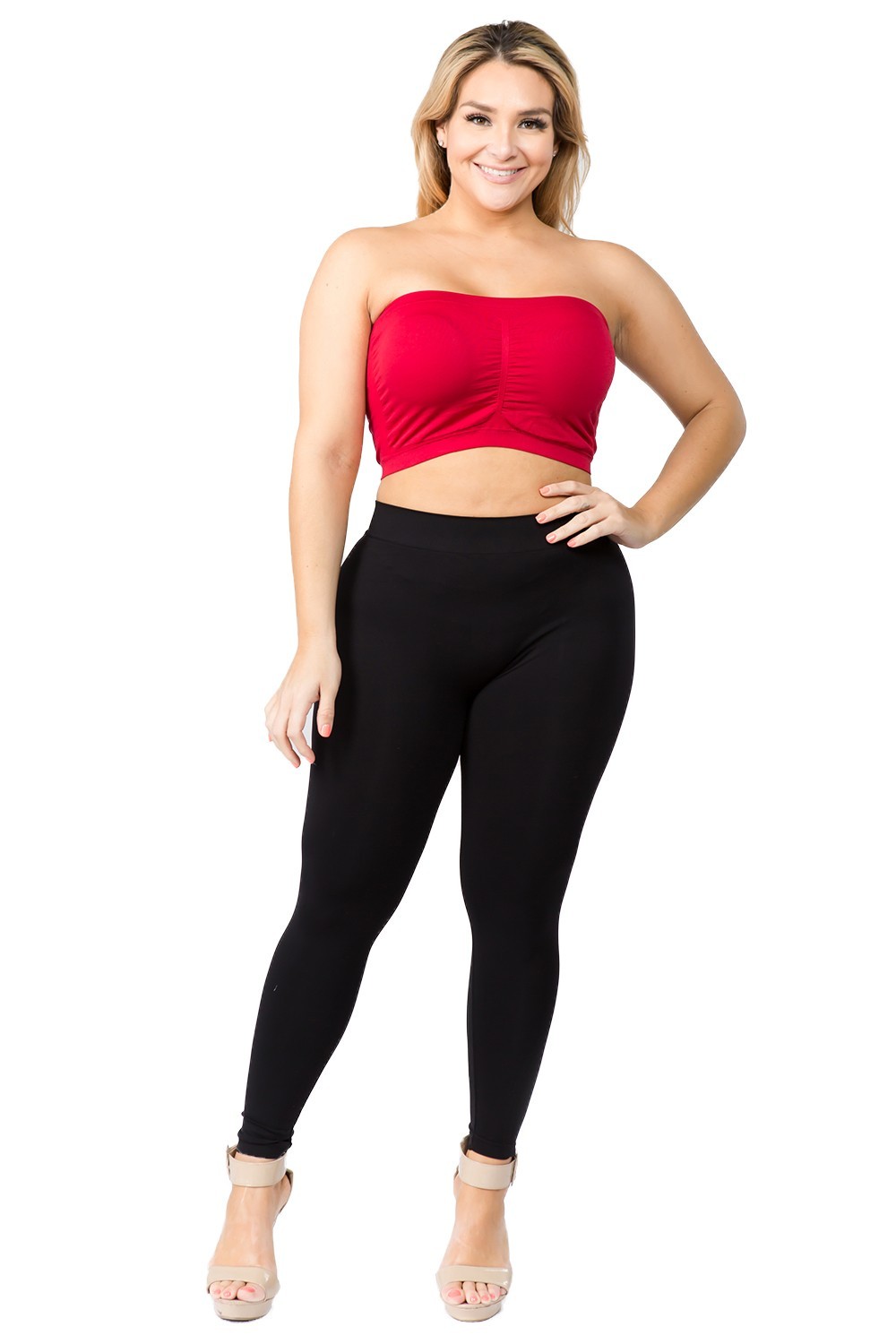 Seamless Solid Cropped Tube Top Bandeau (Plus Size)