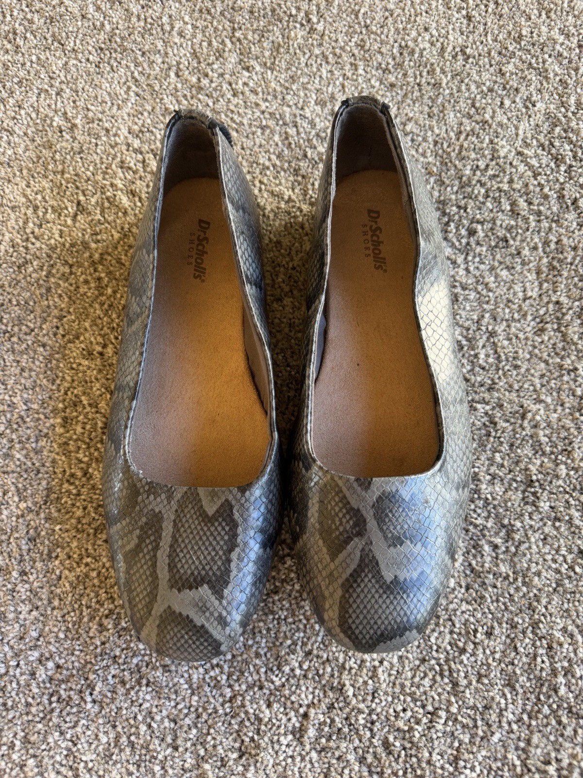 Dr. Scholl’s Women’s Ballet Flats Snake Print Slip-On Gray/Black Round Toe