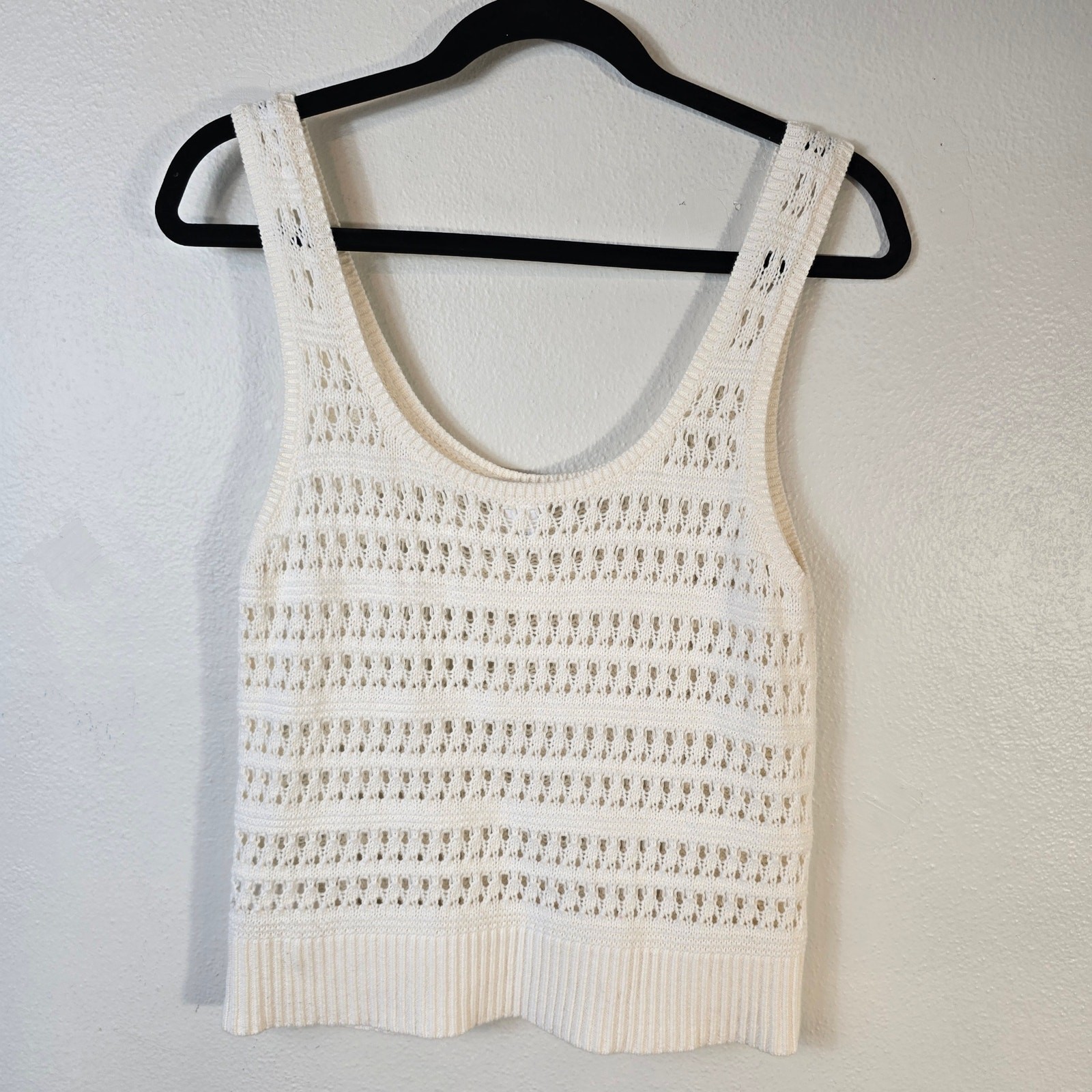 Old Navy Crochet Tank Women’s M Cream Cotton Y2K Boho Beachy Summer Casual
