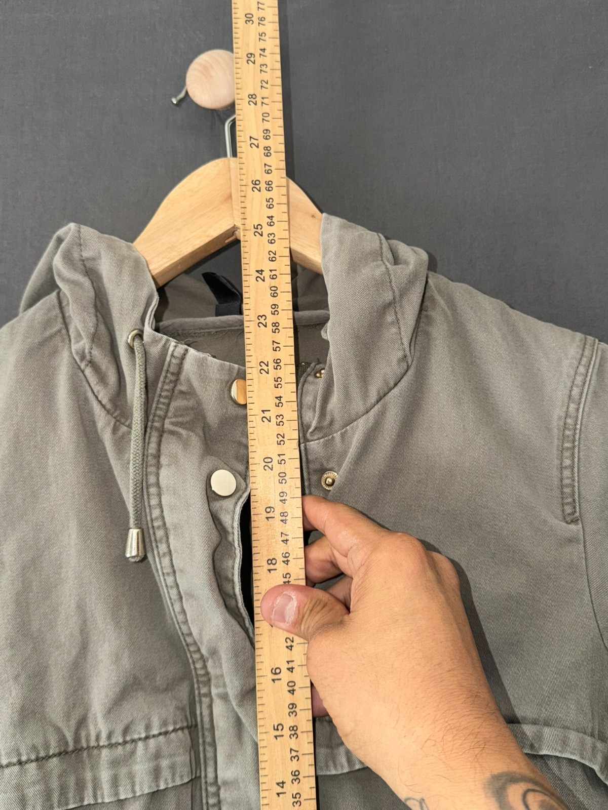 H&M Divided Women’s Hooded Utility Jacket Khaki Zip Snap Pockets Size 6