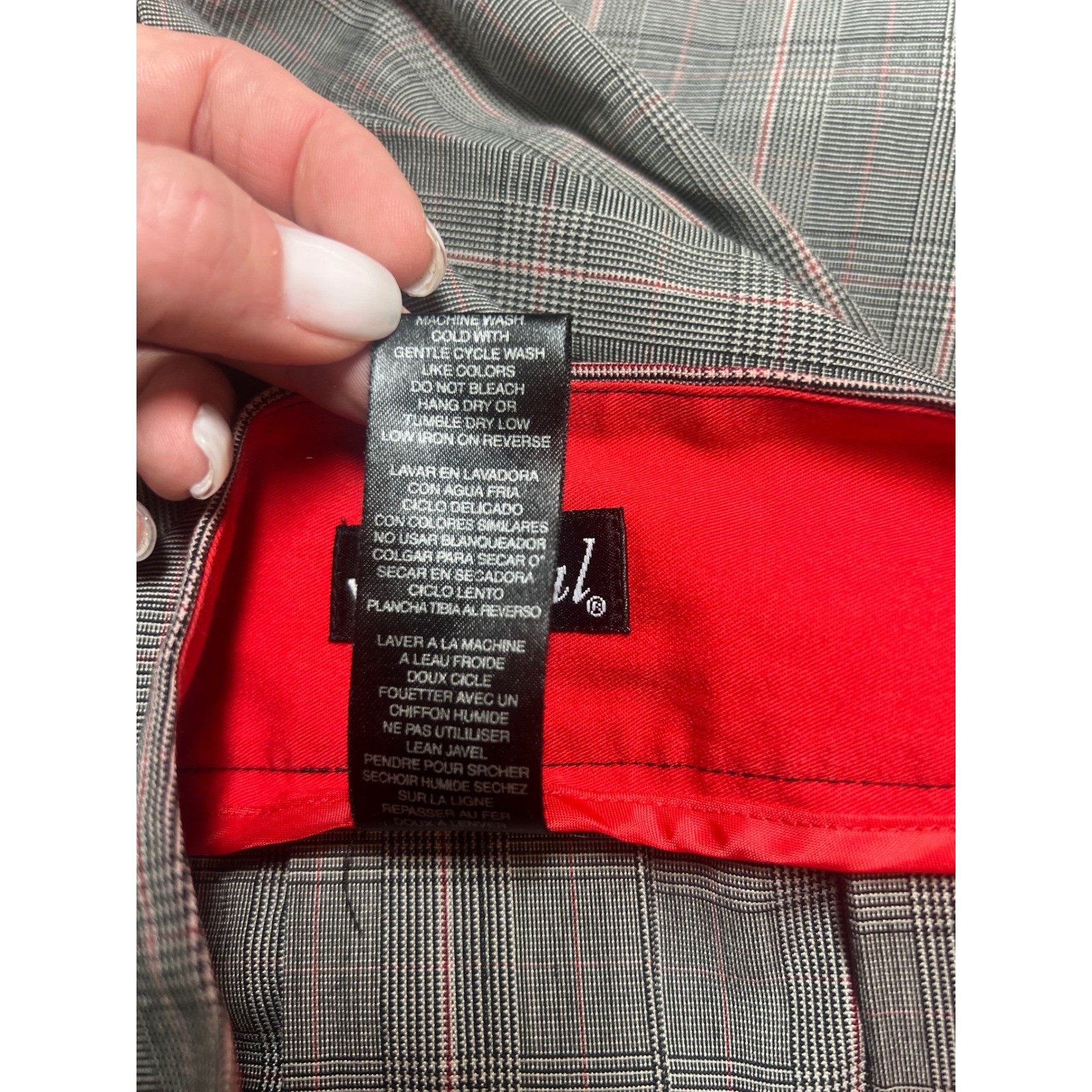 Vintage Wet Seal Plaid Skirt Pleated Mini Gray Red Chain Cross Sz 5 Y2K Punk Got