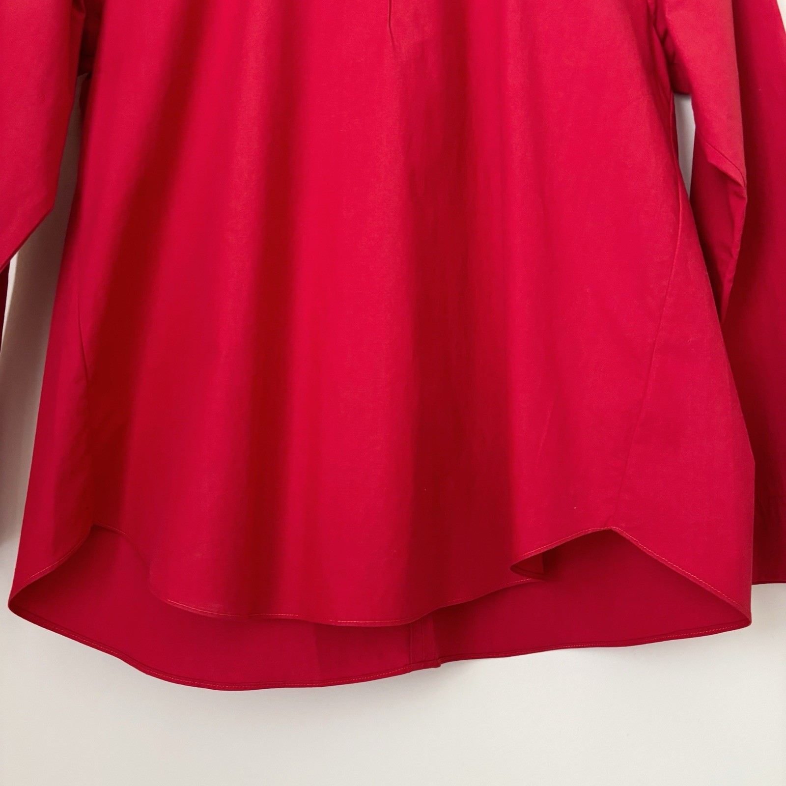 Fabiana Pigna Babette Tomato Red Cotton Poplin Ruffle Top Small Luxury Office