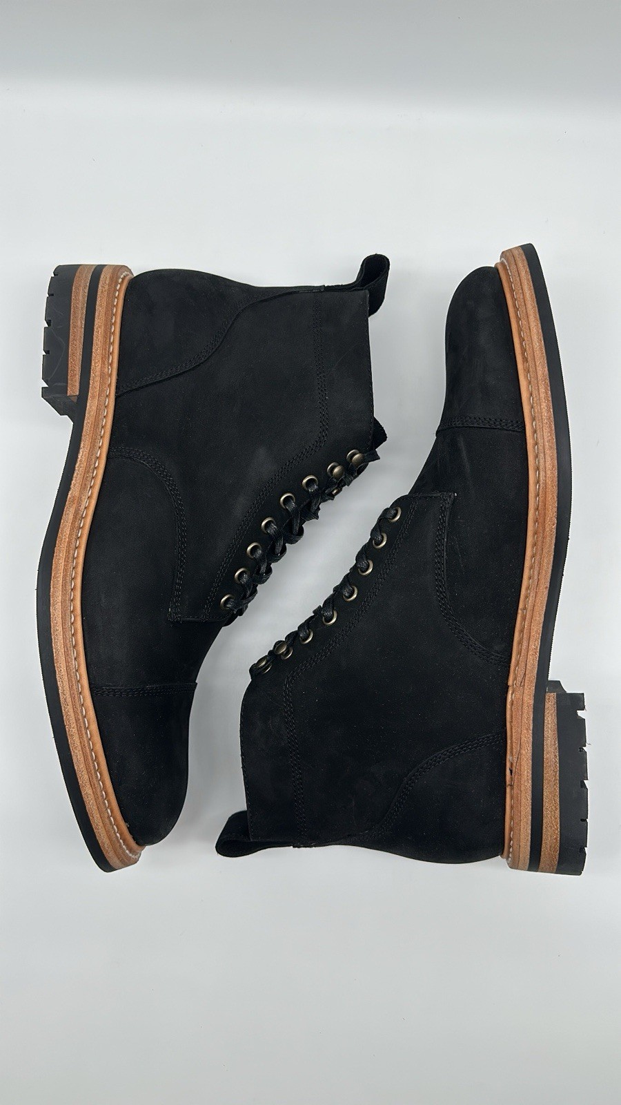 Taylor Stitch Cap Toe Moto Boot in Weatherproof Black Suede Men’s Size 12 D NEW